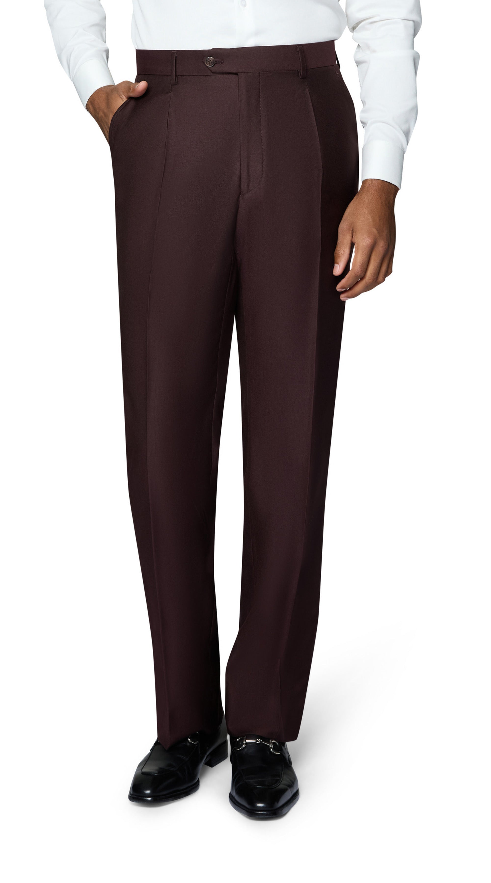 Bergamo Essex Elegant - Faille Wool Solid Suit - Burgundy