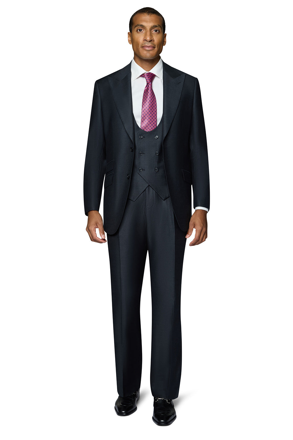 Bergamo Essex Elegant - Faille Wool Solid Suit - Charcoal