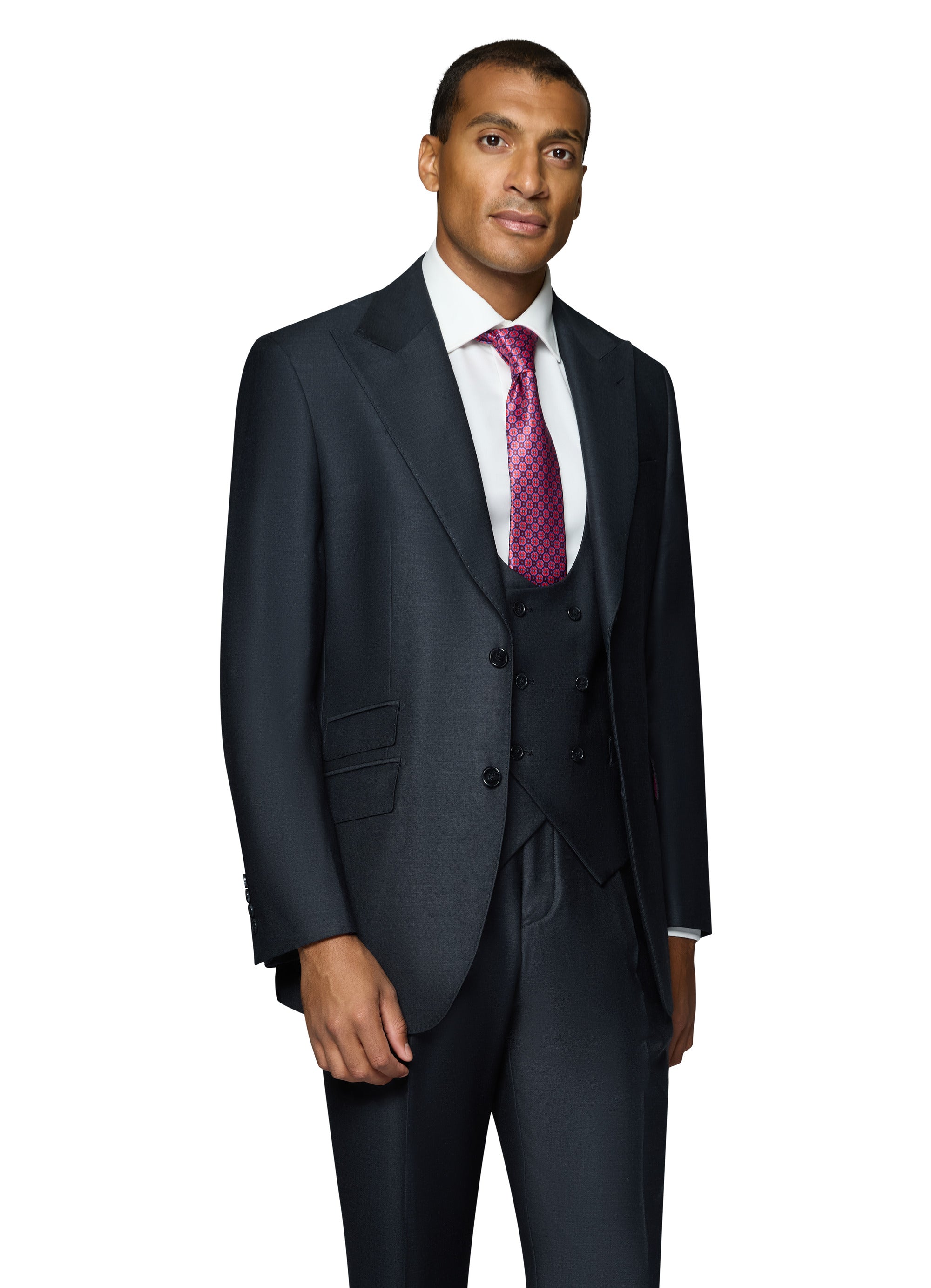 Bergamo Essex Elegant - Faille Wool Solid Suit - Charcoal