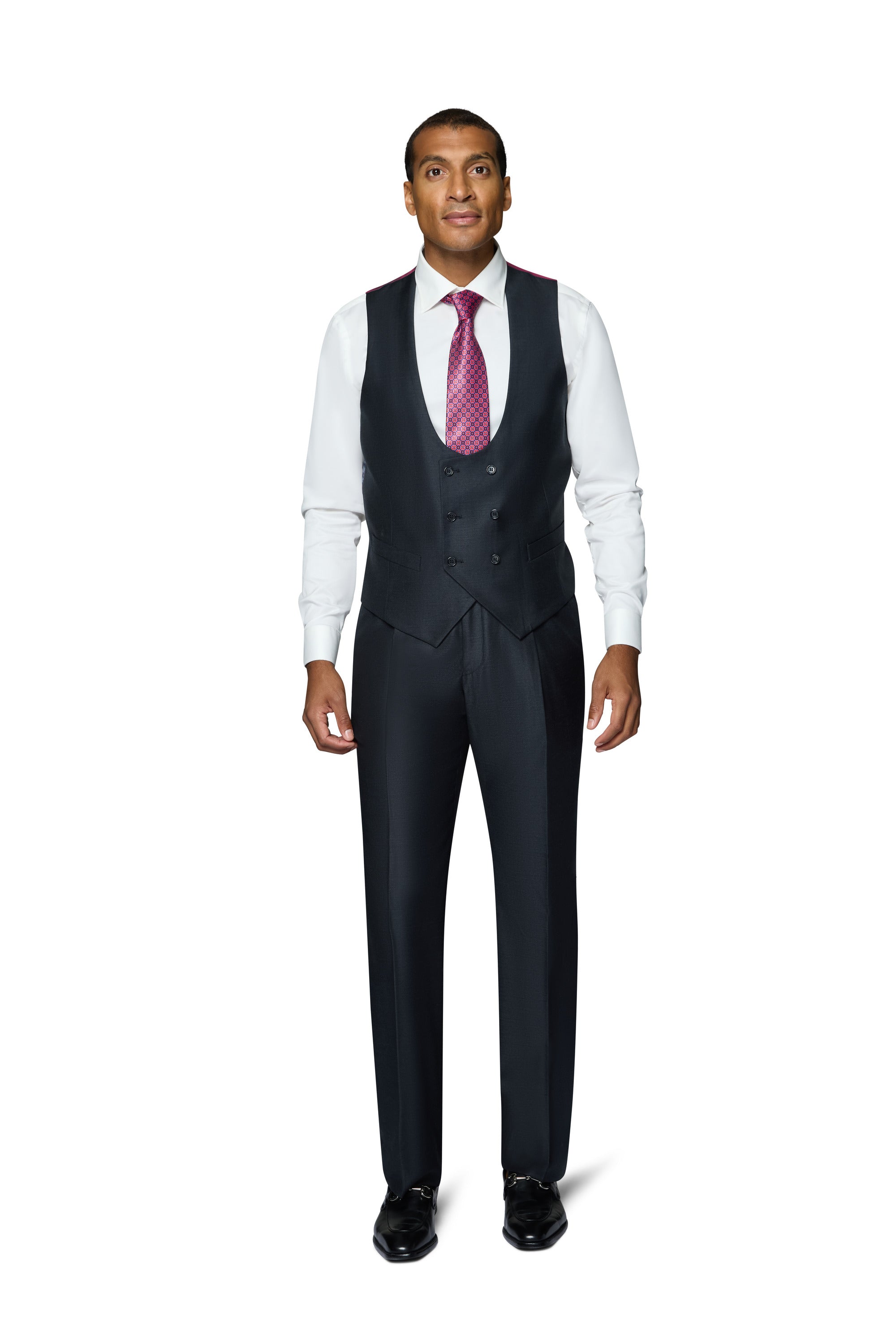 Bergamo Essex Elegant - Faille Wool Solid Suit - Charcoal