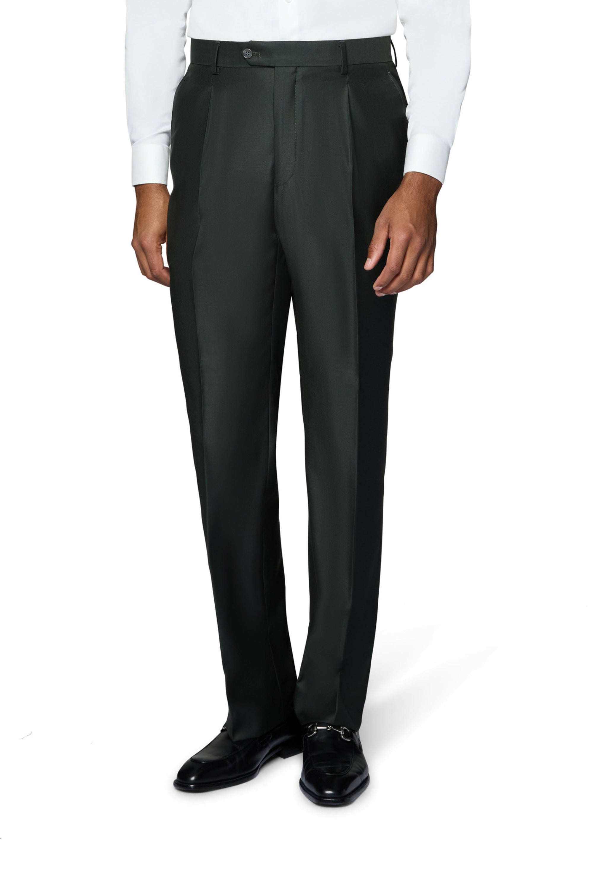 Bergamo Essex Elegant - Faille Wool Solid Suit - Olive