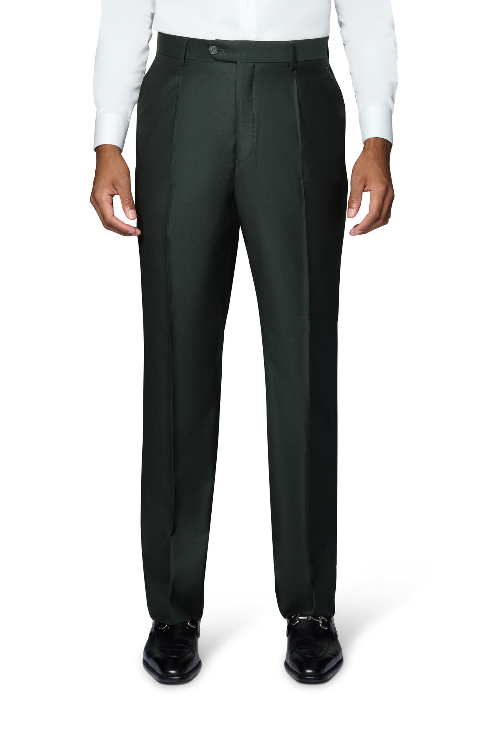 Bergamo Essex Elegant - Faille Wool Solid Suit - Olive