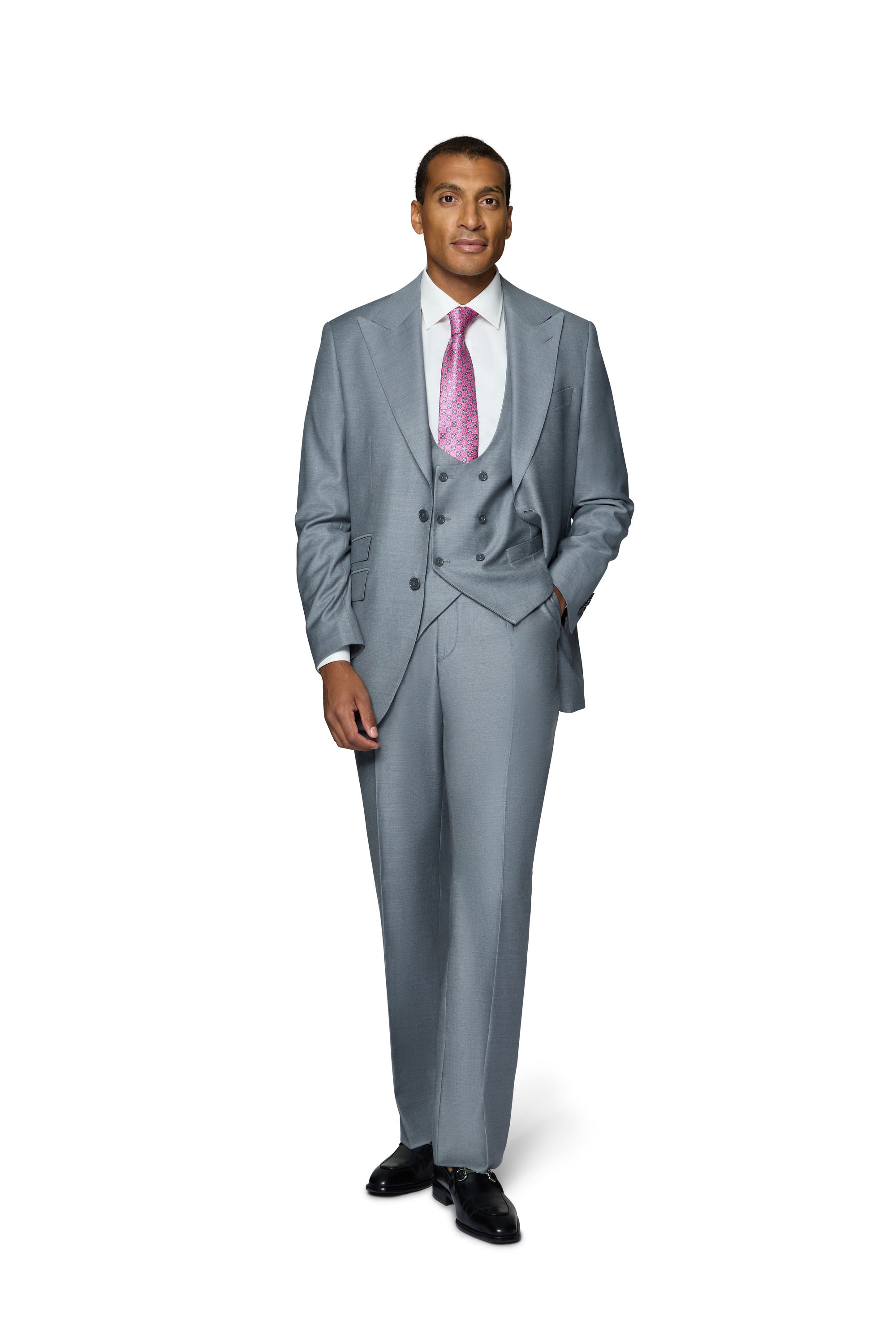 Bergamo Essex Elegant - Faille Wool Solid Suit - Medium Grey