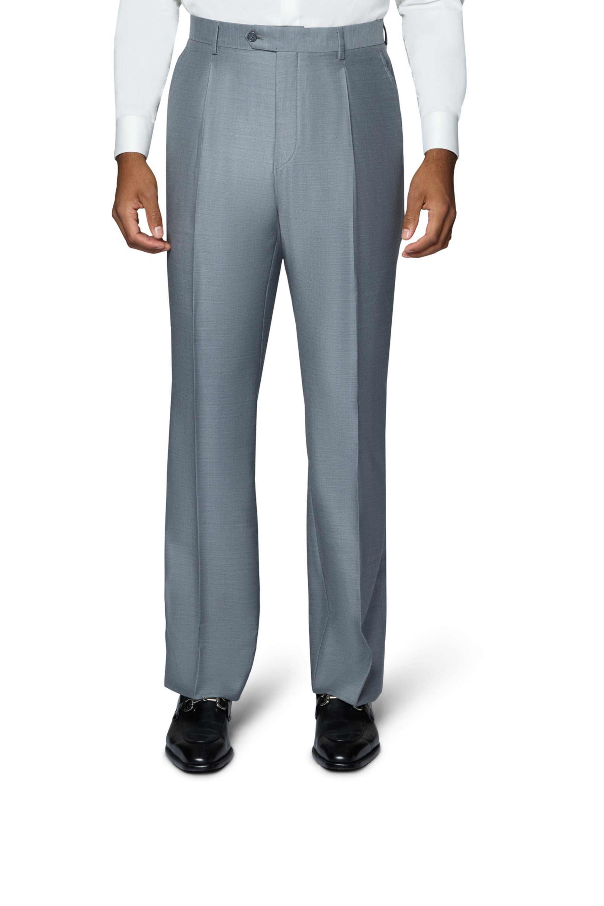 Bergamo Essex Elegant - Faille Wool Solid Suit - Medium Grey