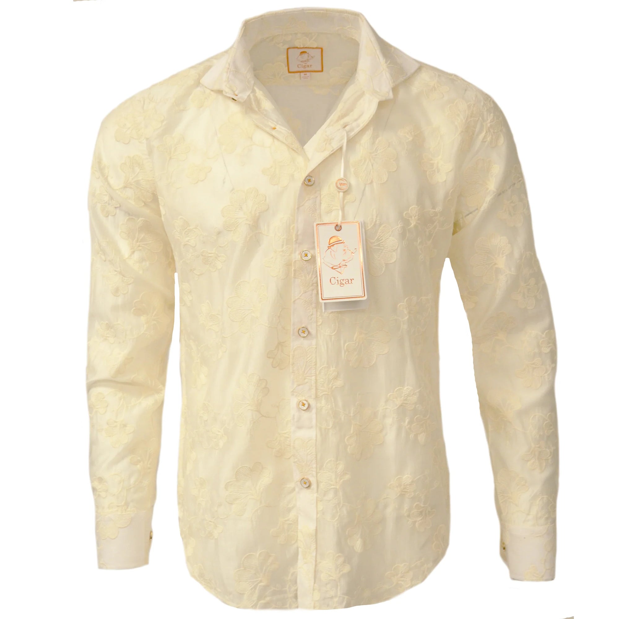 Bergamo Elegant M-1820 Full Sleeve Sport Shirt - Cream