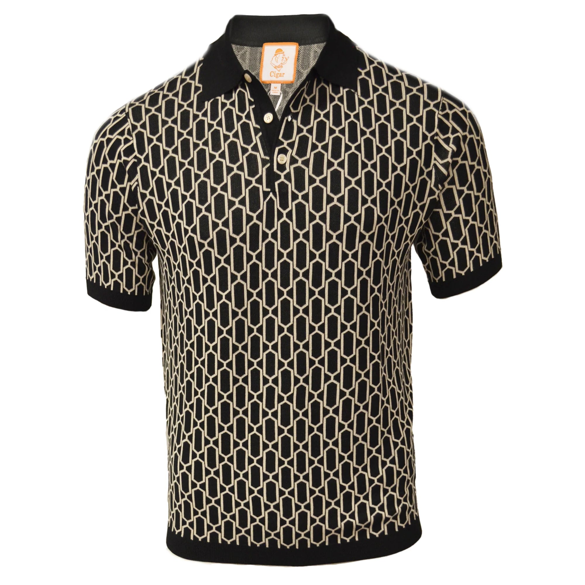 Bergamo Elegant PJ-1503 Short Sleeve Sport Shirt - Black