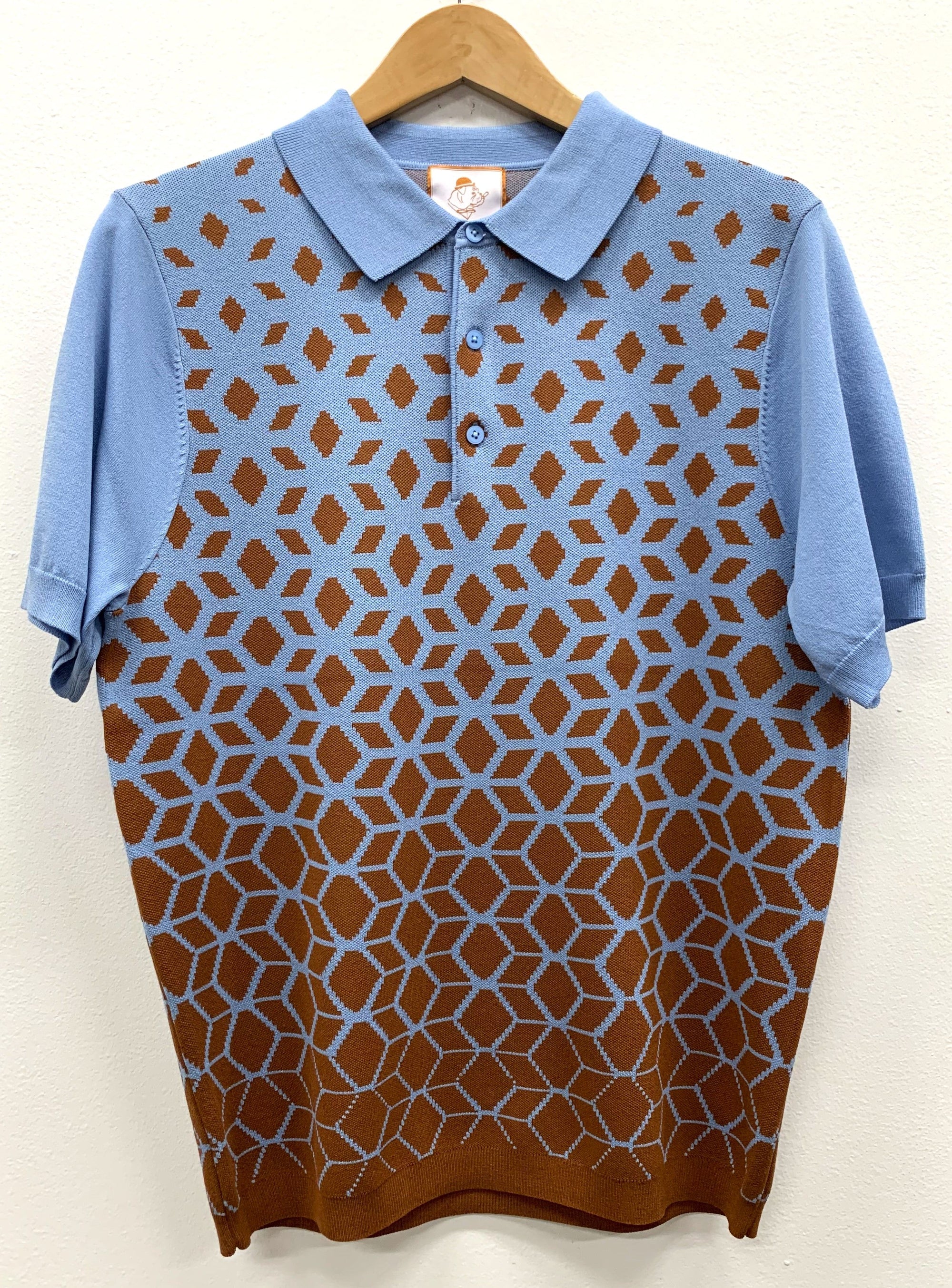 Bergamo Elegant PJ-1407 Short Sleeve Sport Shirt - Blue