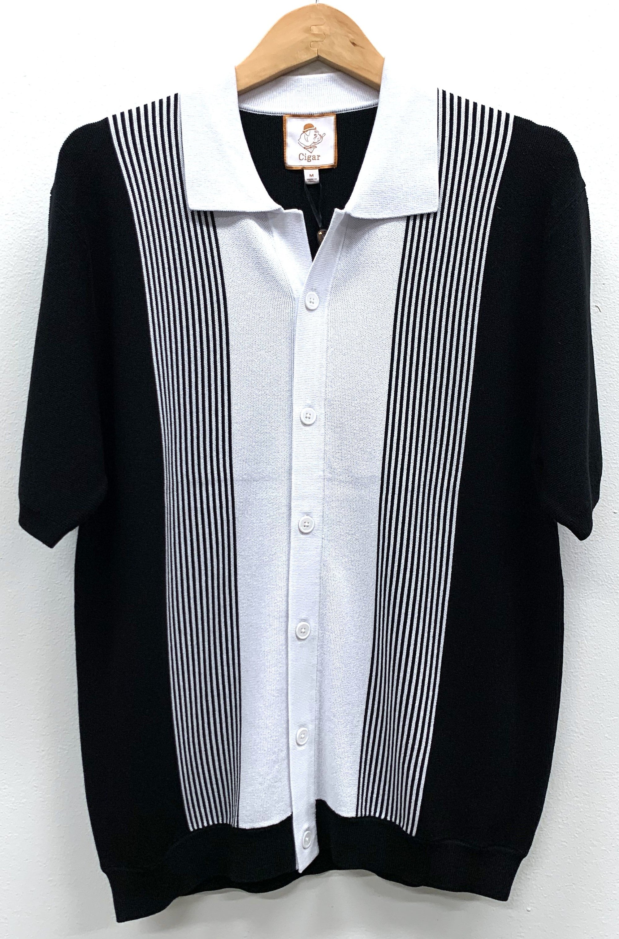 Bergamo Elegant PJ-1426 Short Sleeve Sport Shirt - Black