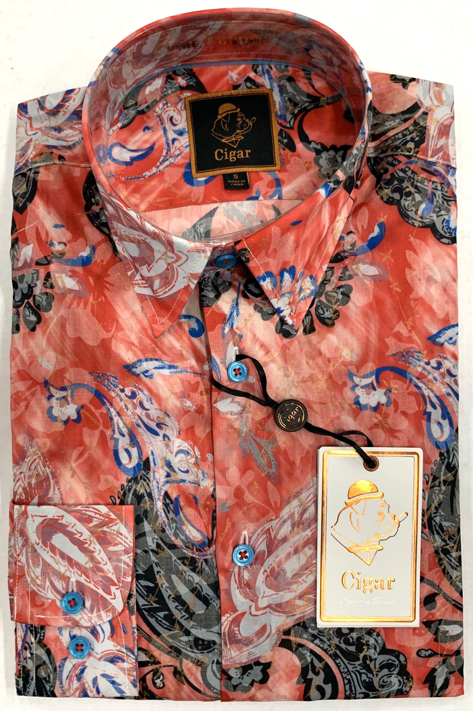 Bergamo Elegant S-4617 Long Sleeve Sport Shirt - Red