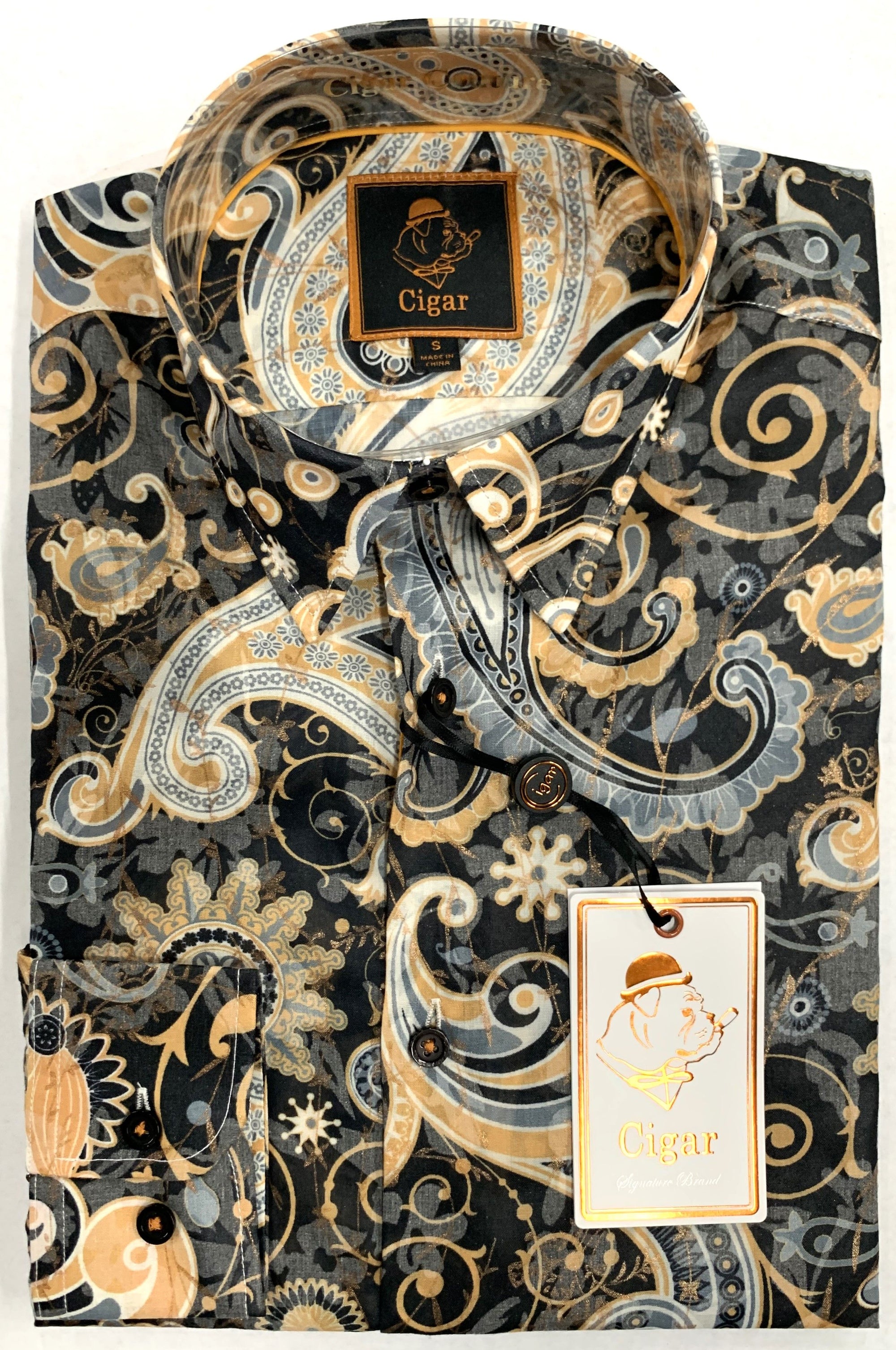 Bergamo Elegant S-4619 Long Sleeve Sport Shirt - Black