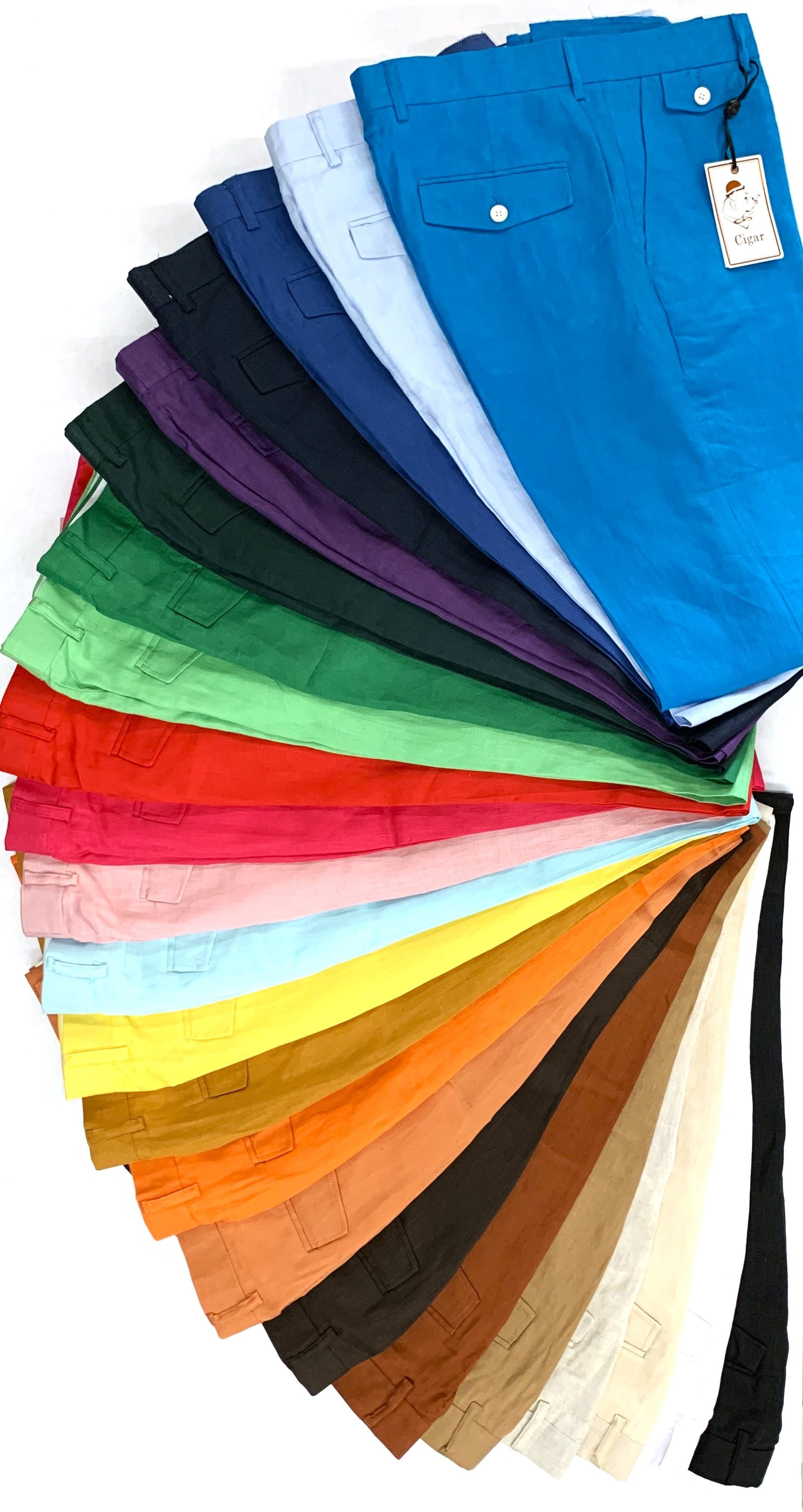 Bergamo Elegant SL-701 Solid Linen Pants - White