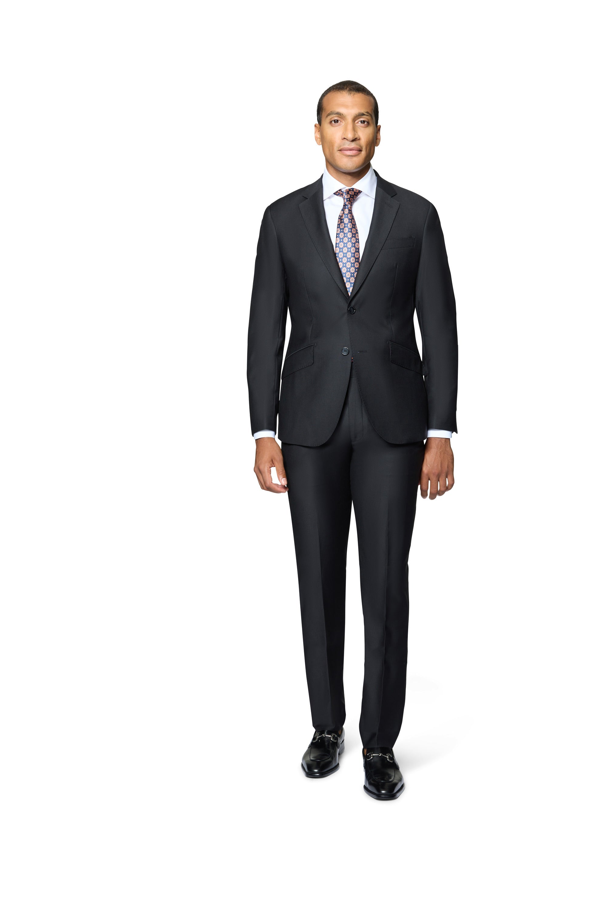 Bergamo Elegant - Faille Wool Solid Suit Slim - Black