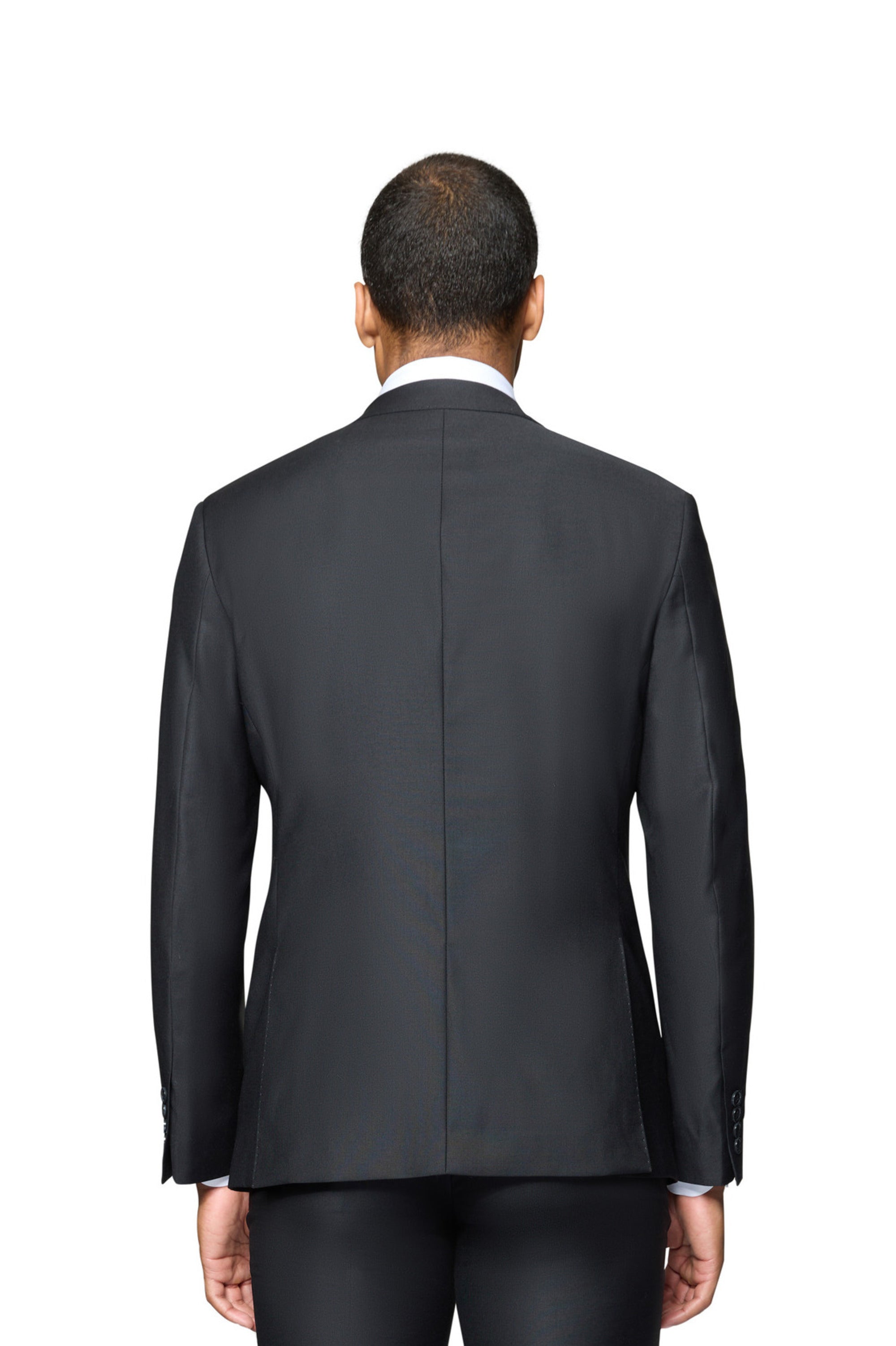 Bergamo Elegant - Faille Wool Solid Suit Slim - Black