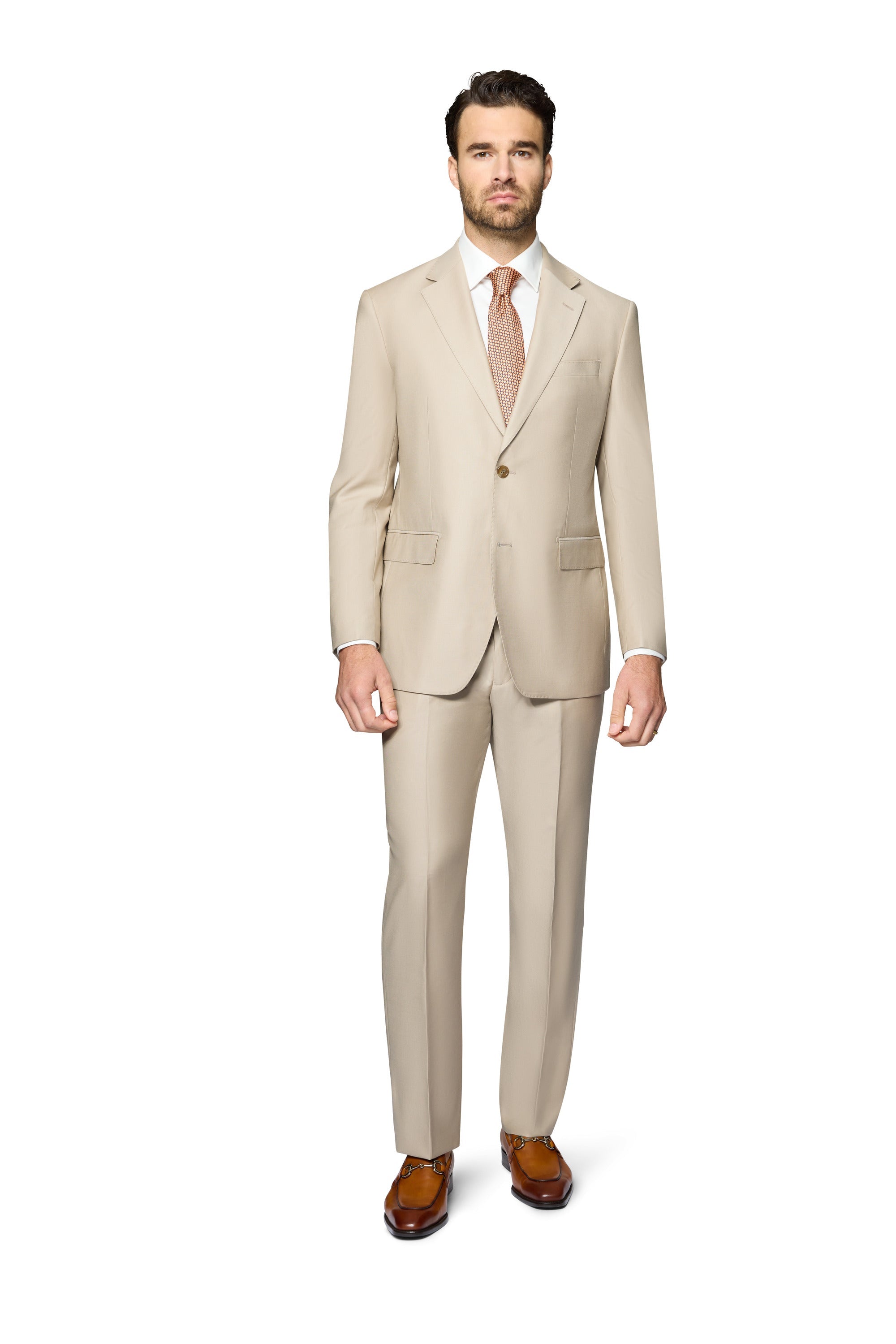 Bergamo Elegant - Faille Wool Solid Suit Slim - Tan