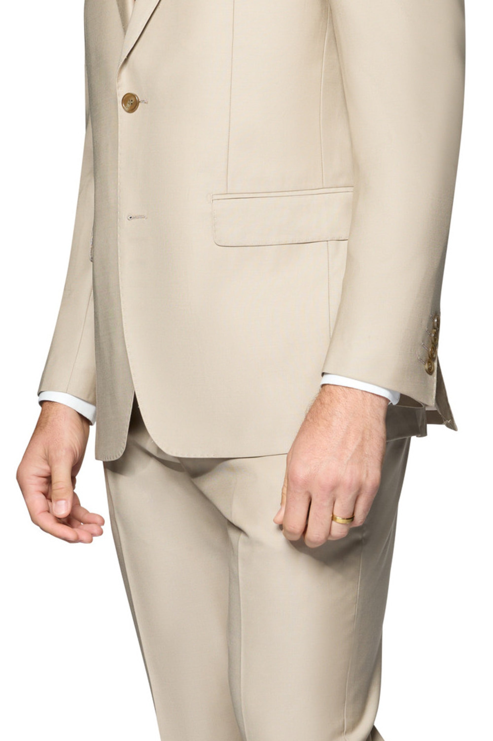 Bergamo Elegant - Faille Wool Solid Suit Slim - Tan