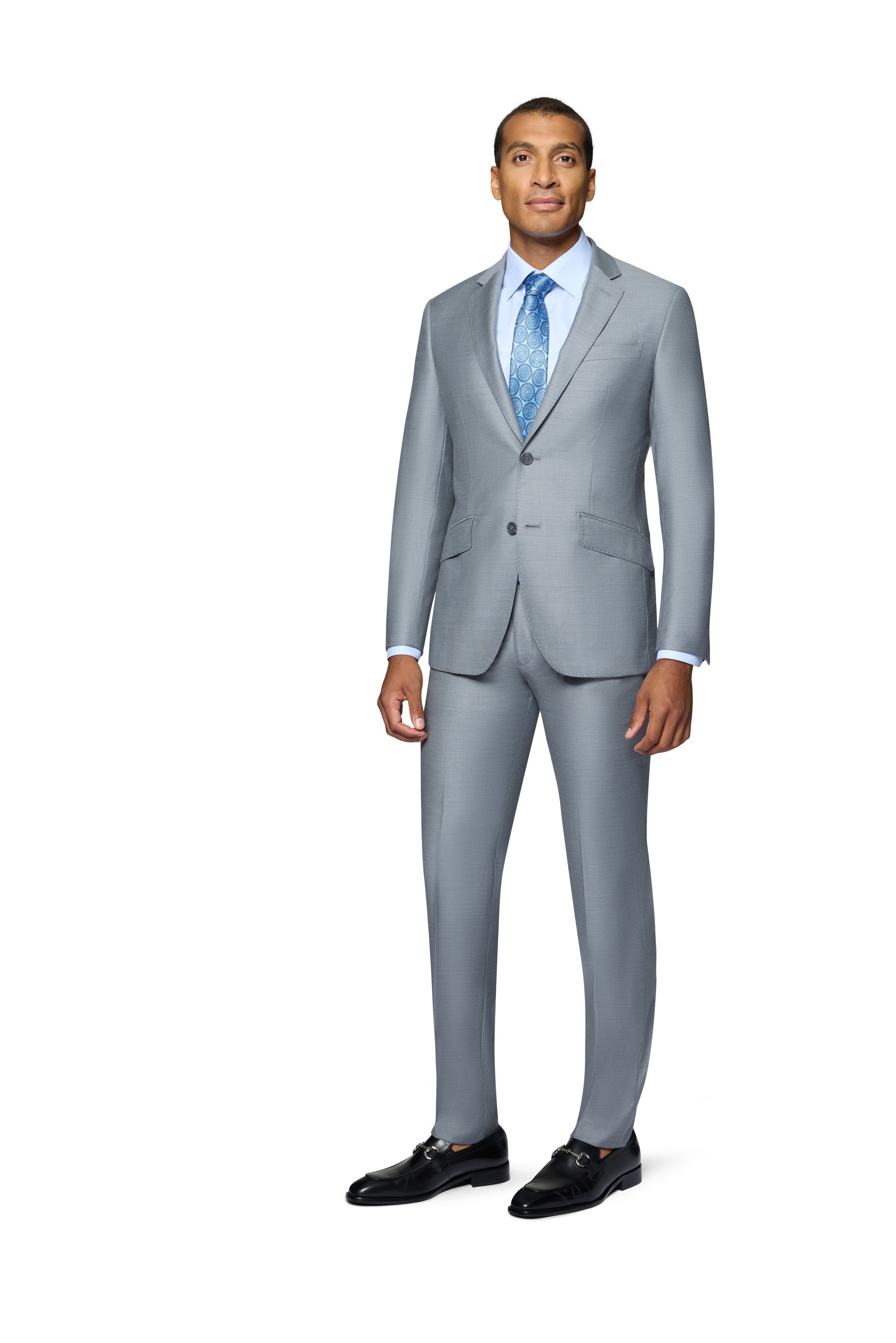 Bergamo Elegant - Faille Wool Solid Suit Slim - Medium Grey