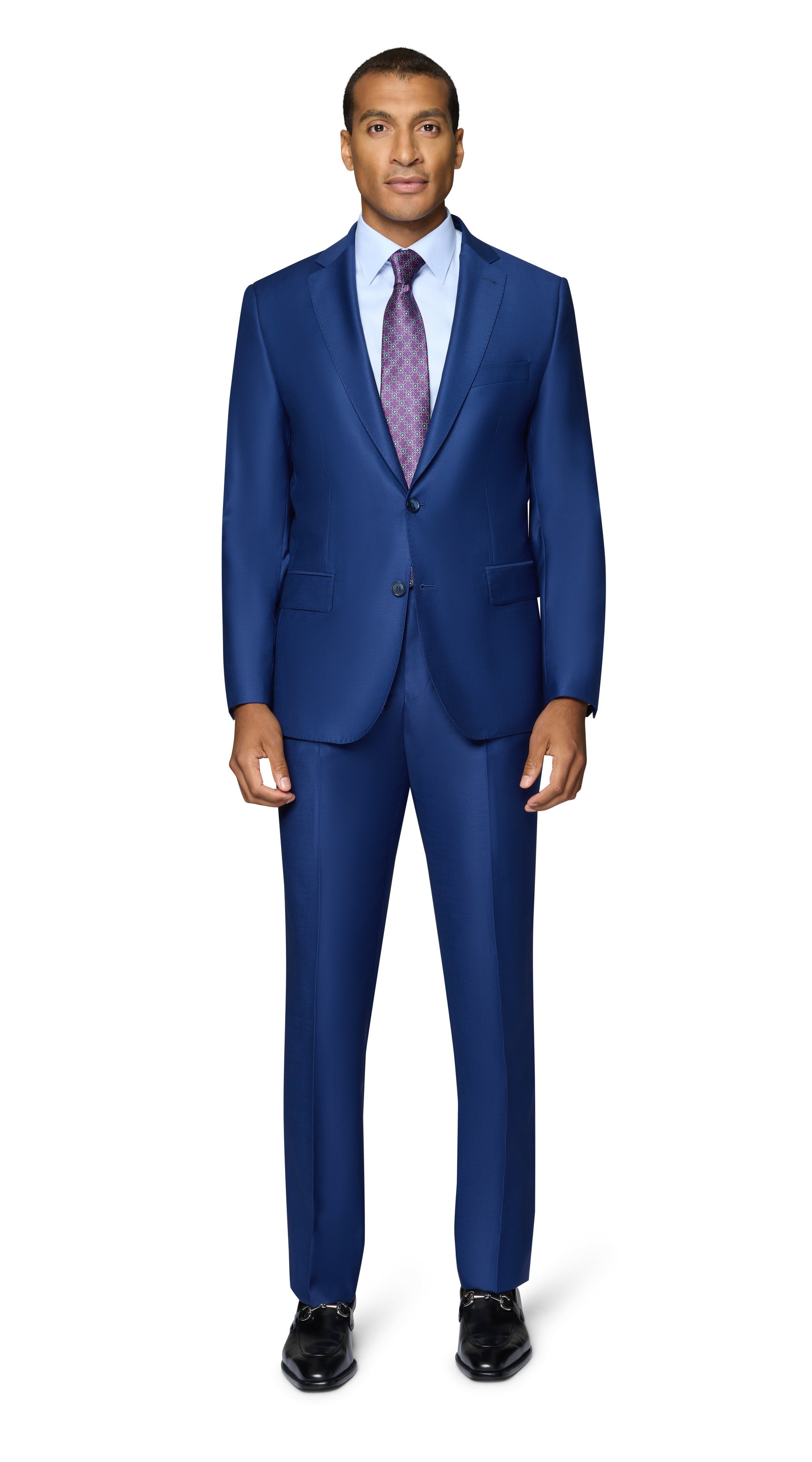 Bergamo Elegant - Faille Wool Solid Suit Slim - New Blue