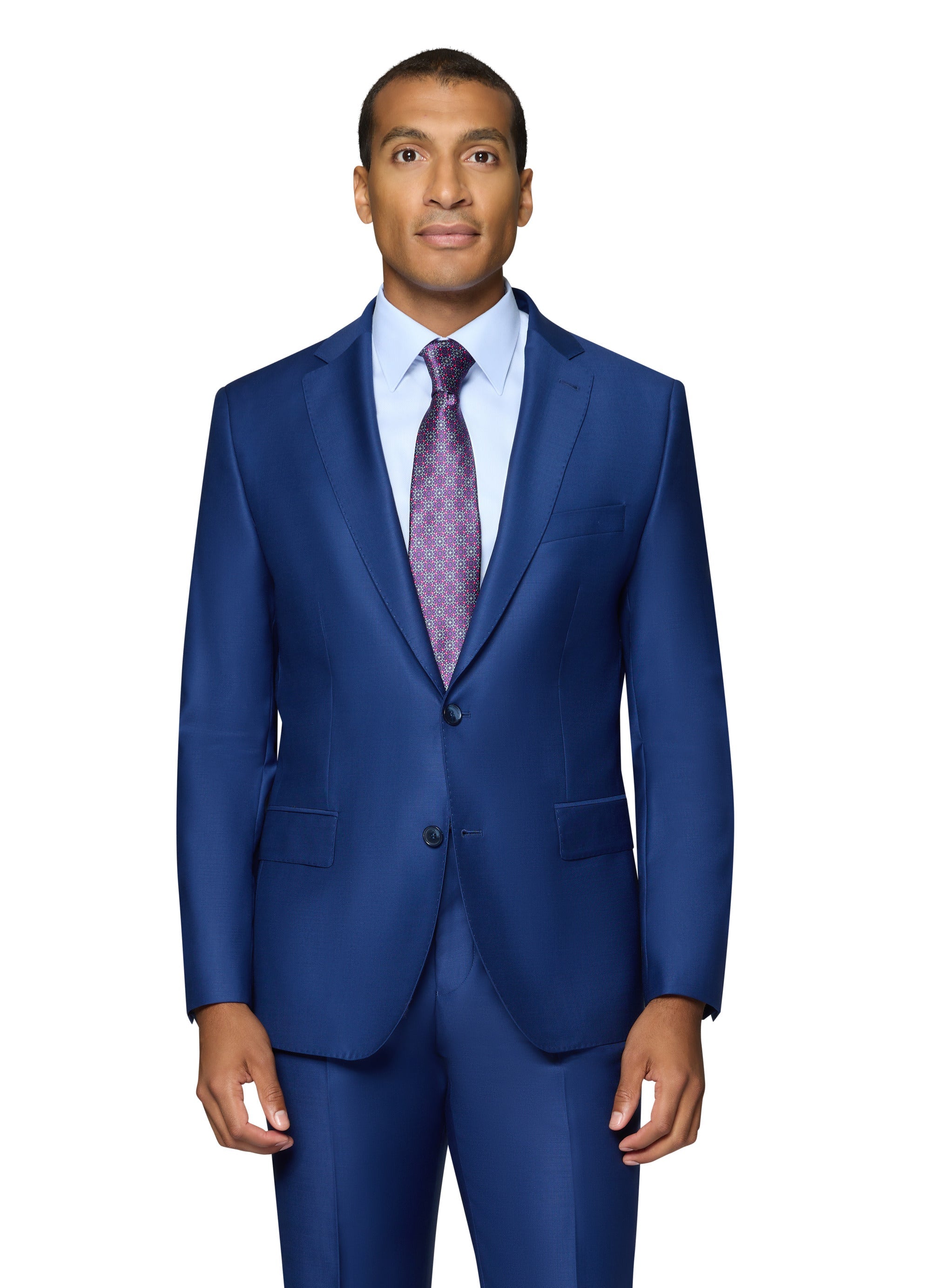 Bergamo Elegant - Faille Wool Solid Suit Slim - New Blue