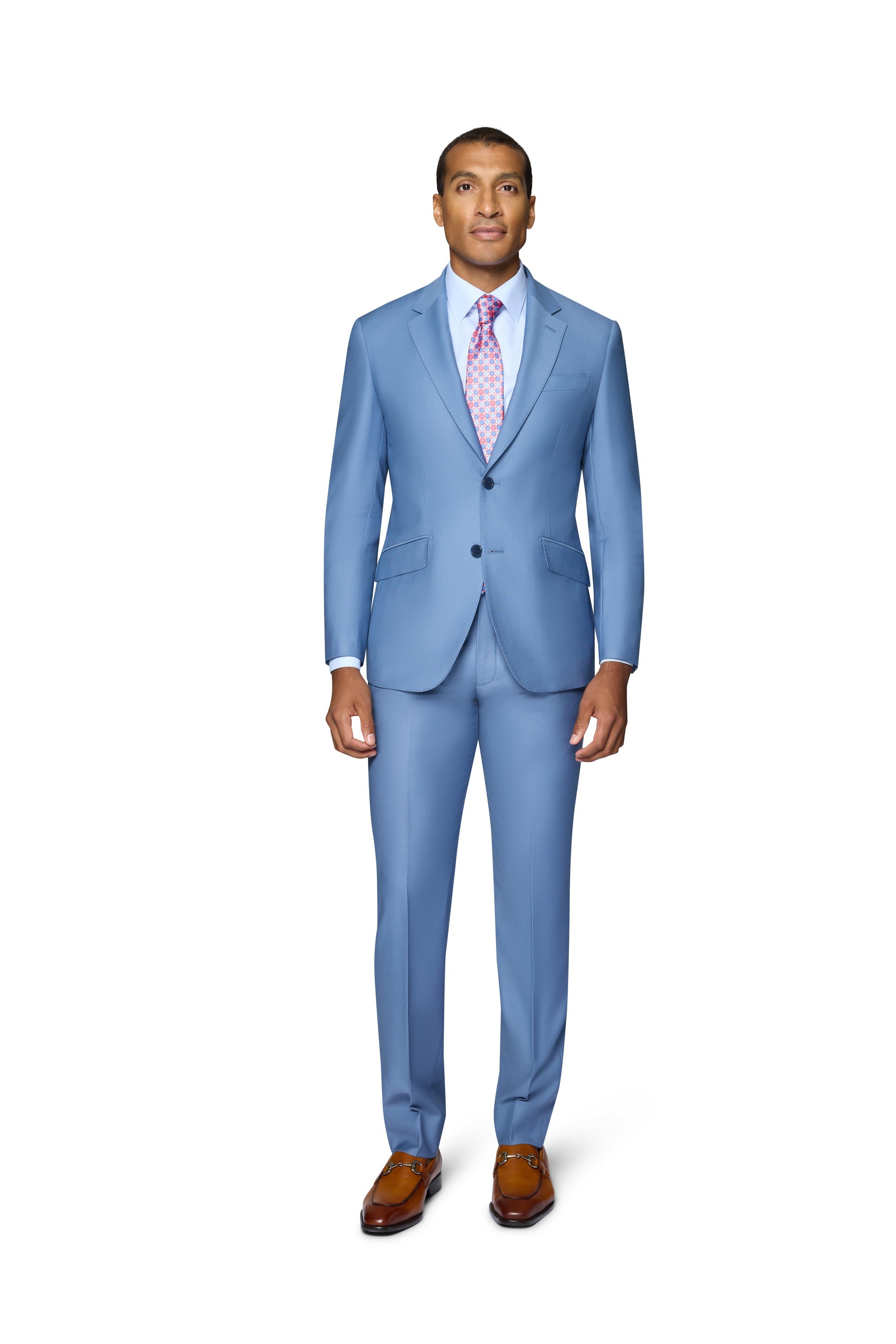 Bergamo Elegant - Faille Wool Solid Suit Slim - Light Blue