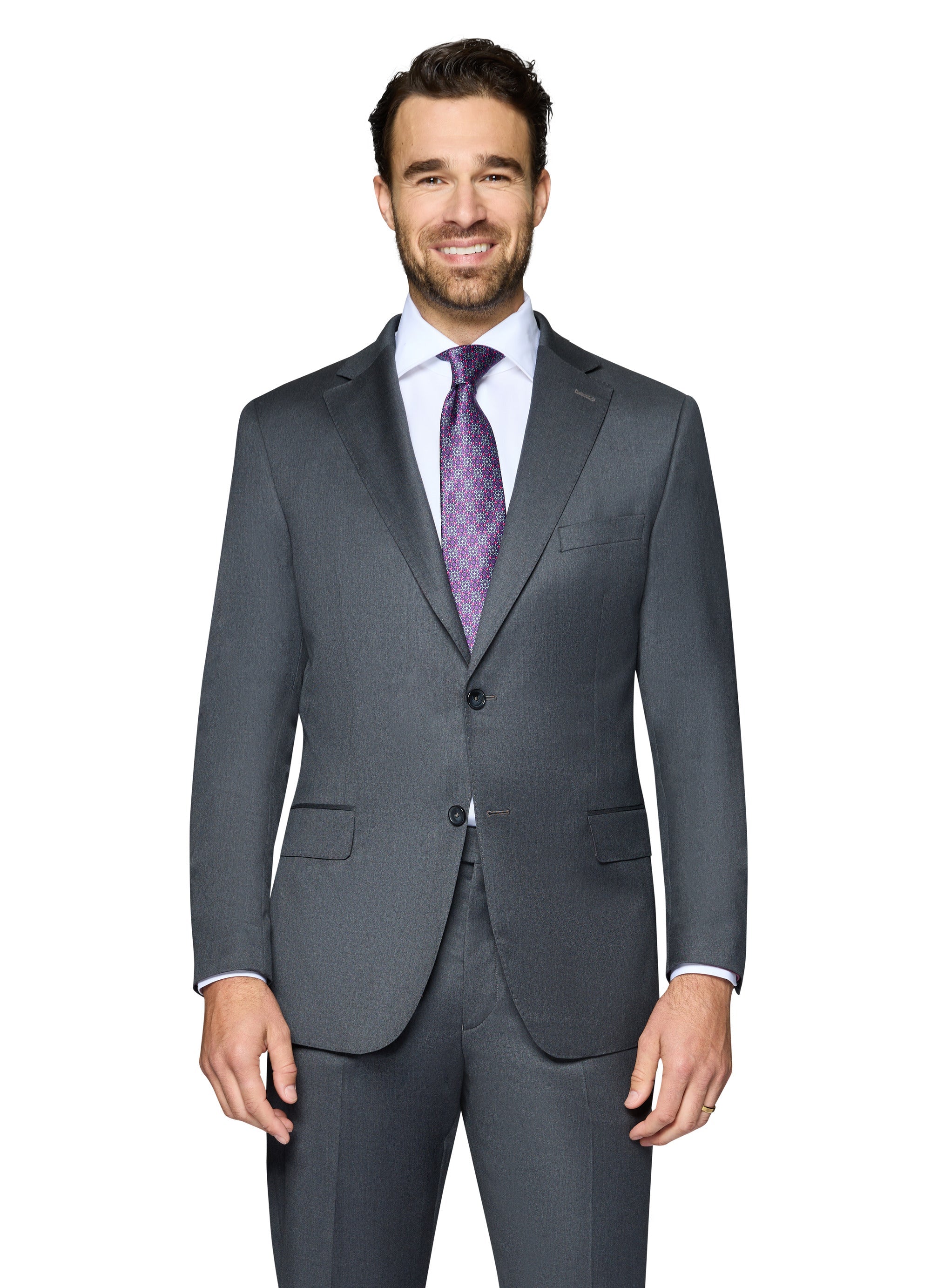 Bergamo Elegant - Reda | Modern 2-Piece Notch Solid Charcoal Suit