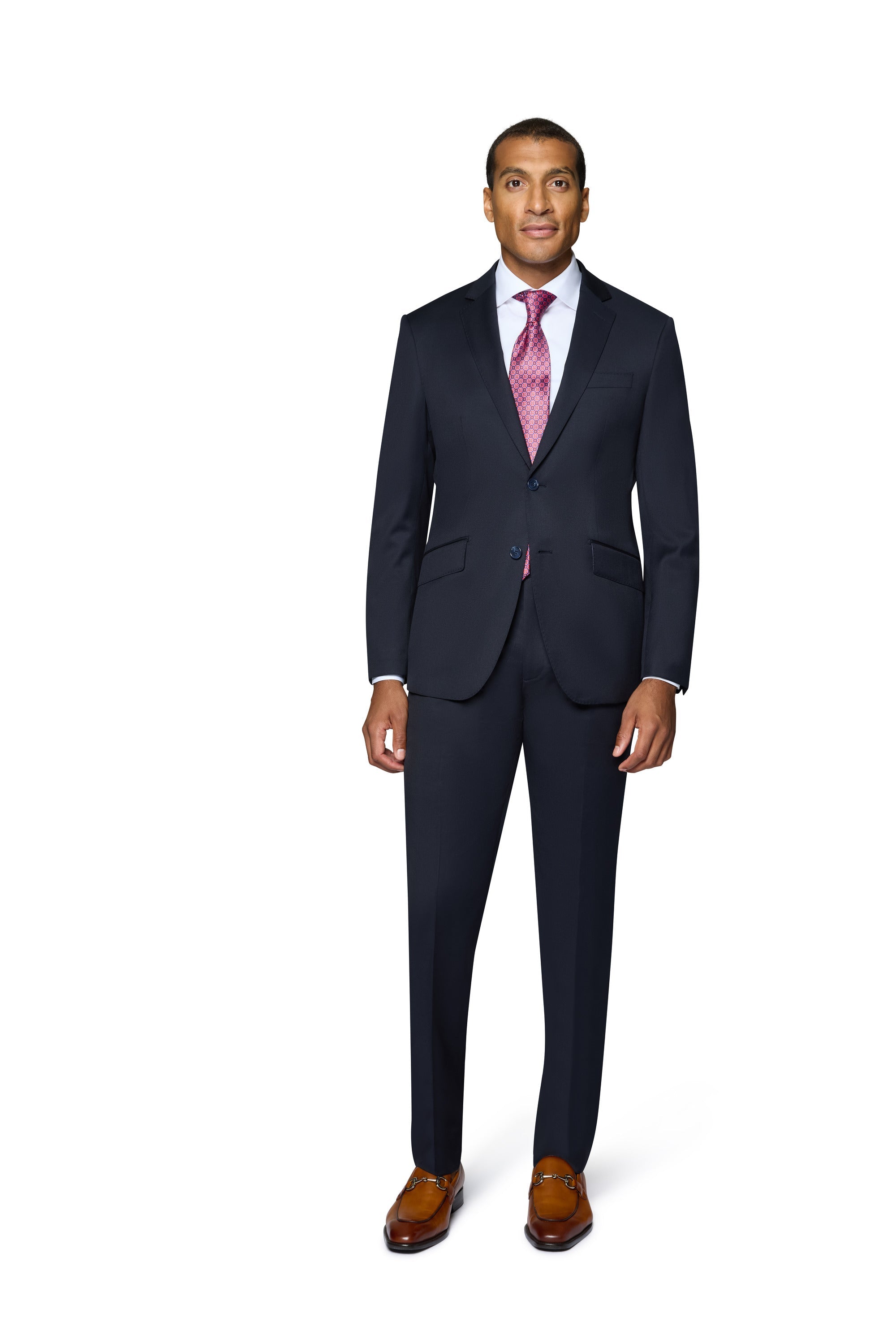 Bergamo Elegant - Reda | Modern 2-Piece Notch Solid Navy Suit