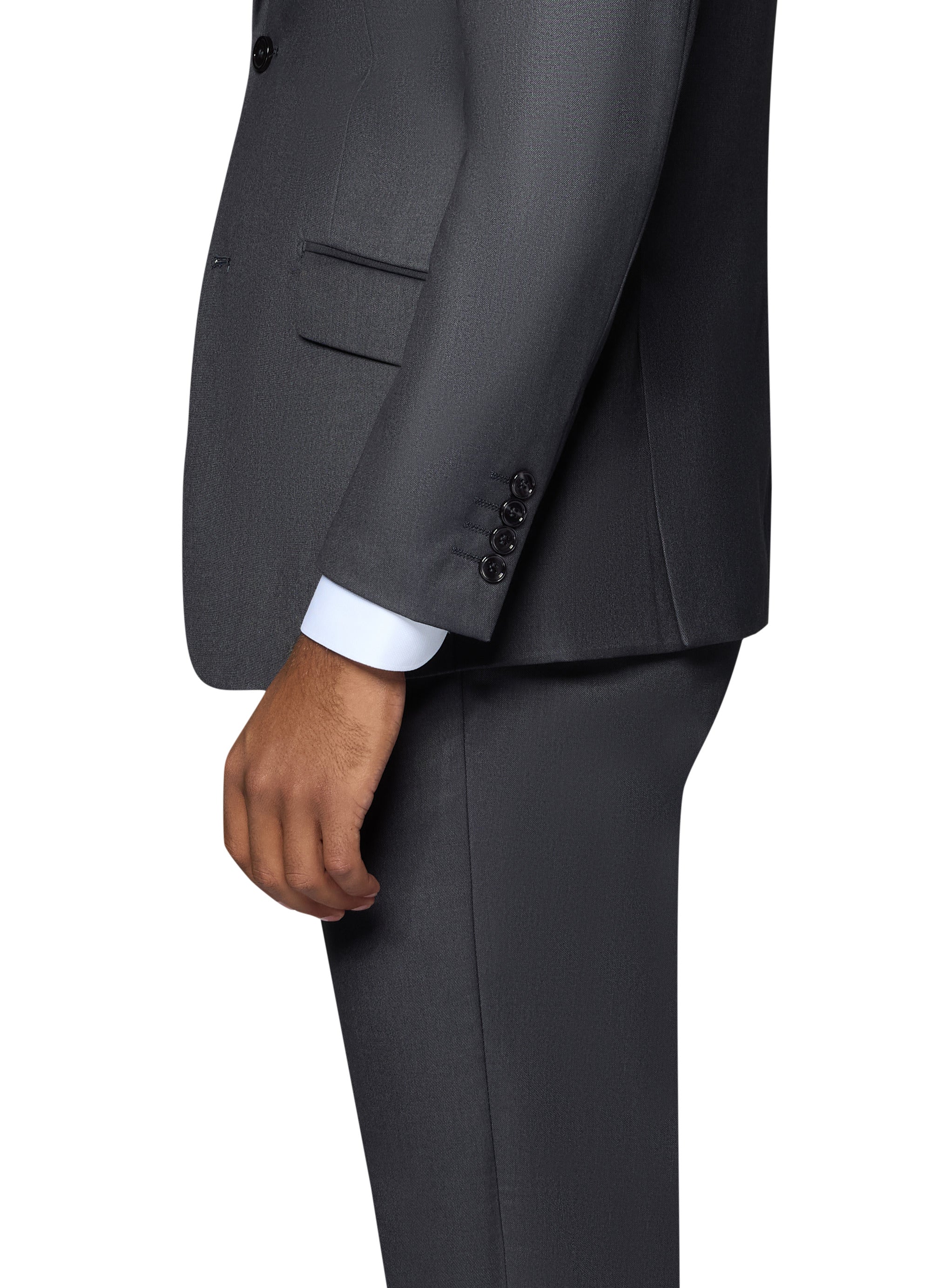 Bergamo Orange Vested Solid Charcoal Slim Fit