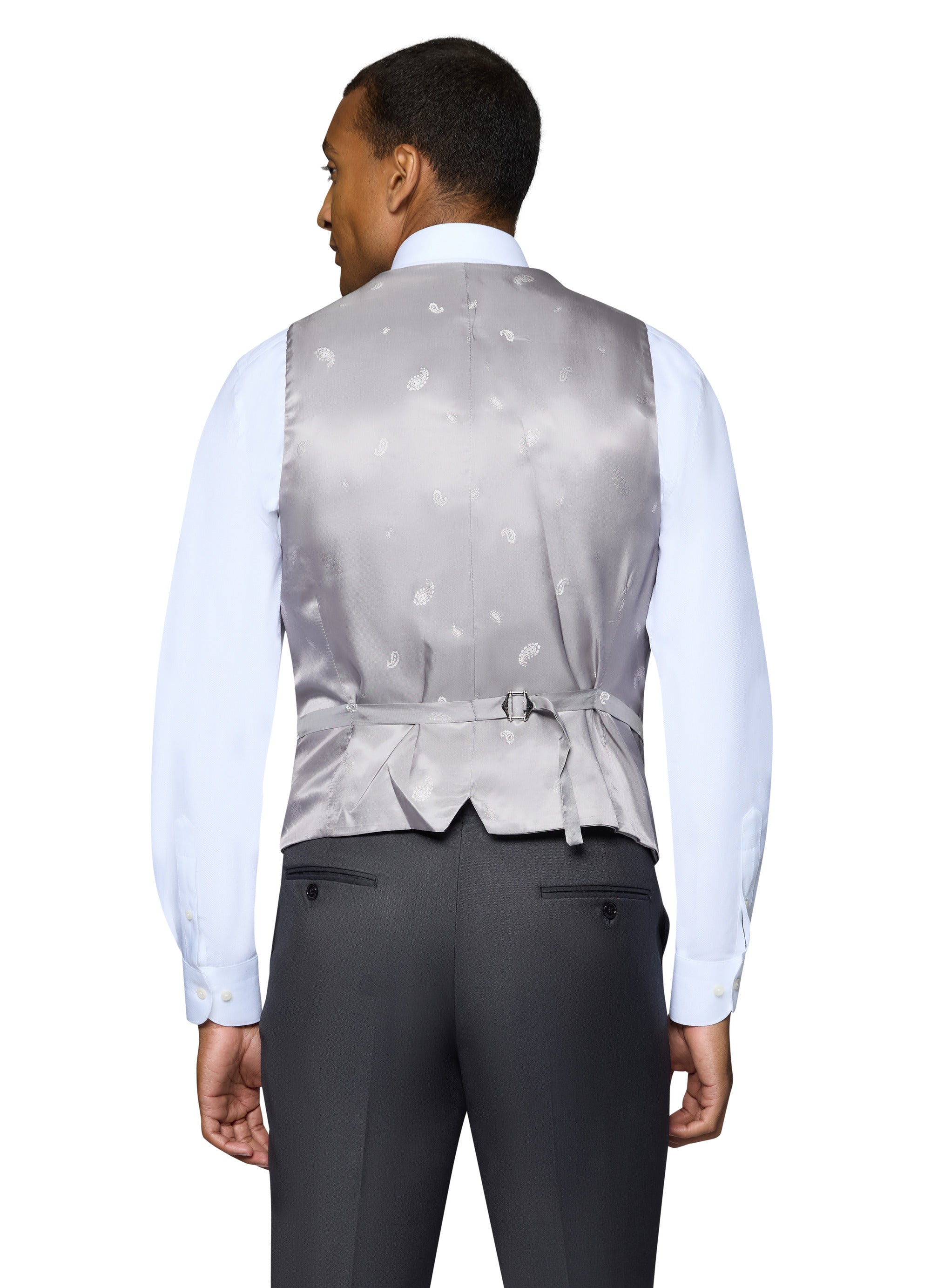 Bergamo Orange Solid Slim Fit Pants - Charcoal