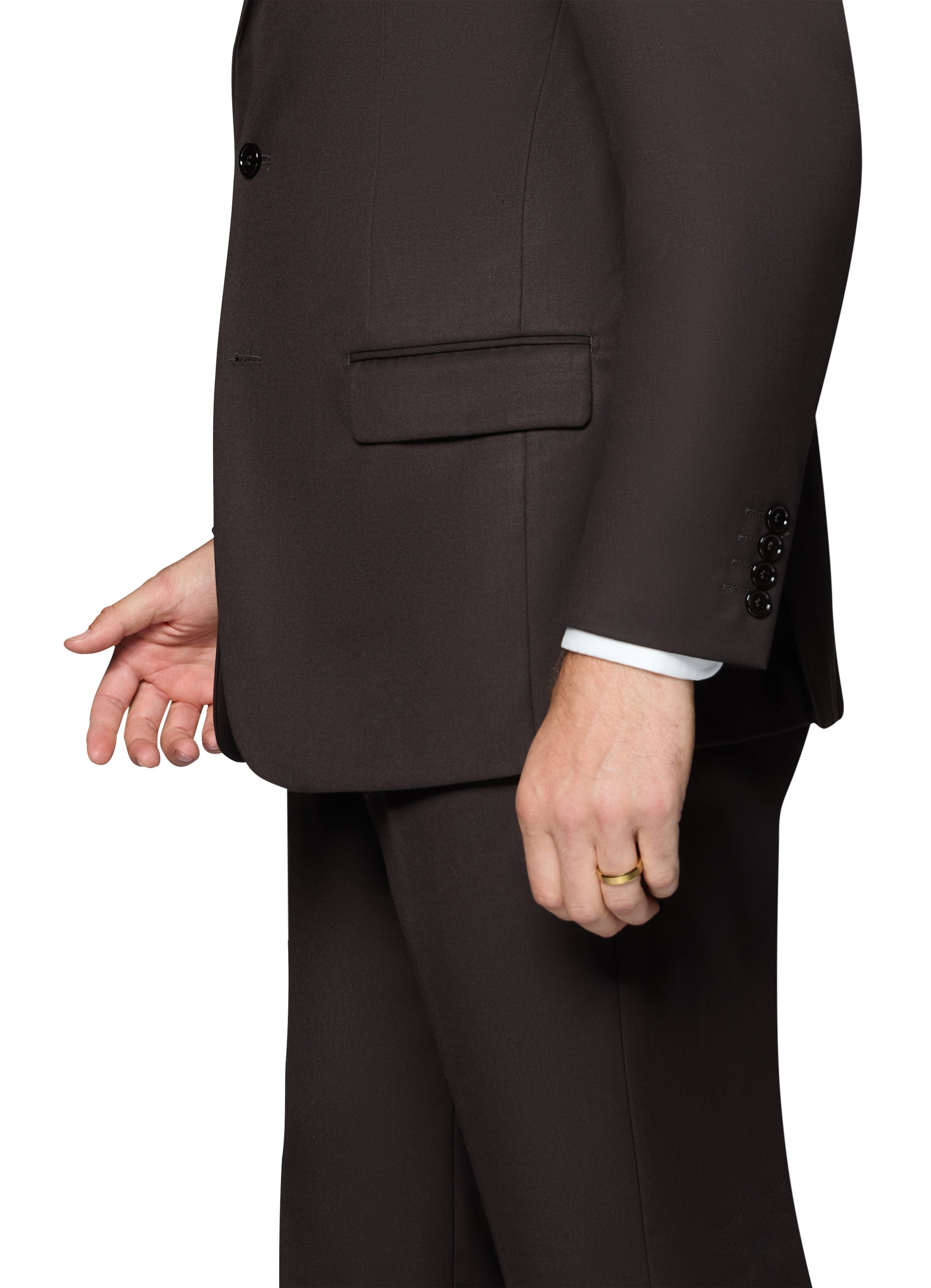 Bergamo Orange Vested Solid Dark Brown Slim Fit