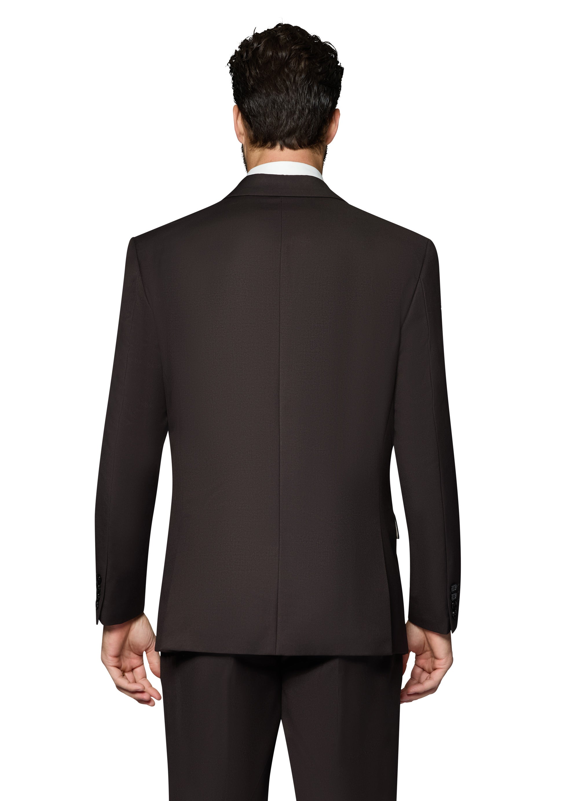 Bergamo Orange Vested Solid Dark Brown Slim Fit