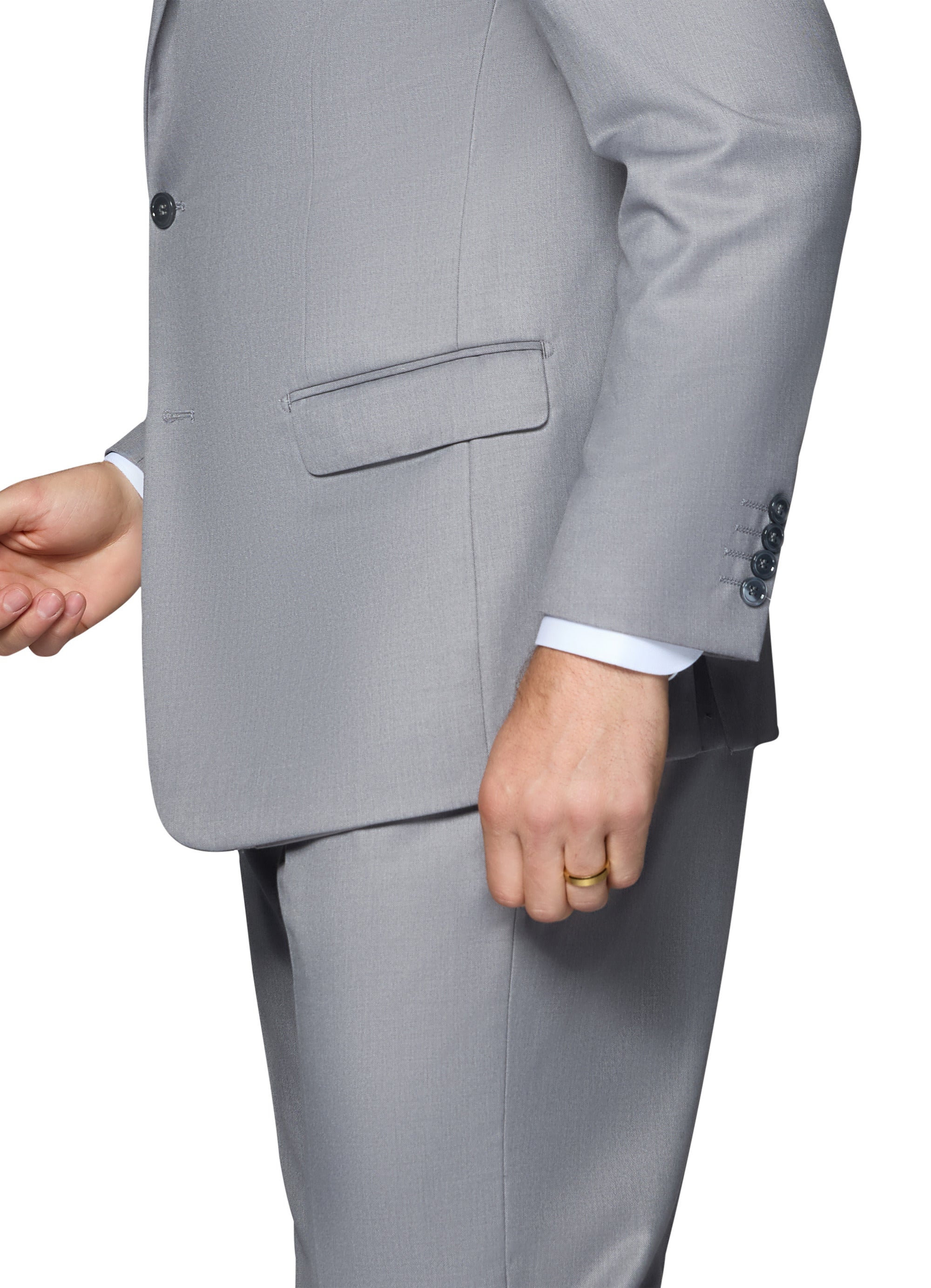 Bergamo Orange Vested Solid Light Grey Slim Fit