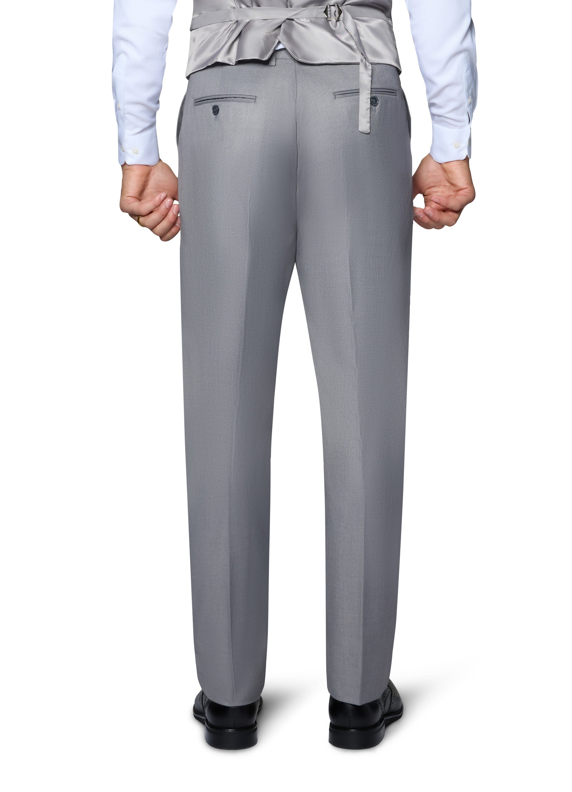 Bergamo Orange Vested Solid Light Grey Slim Fit