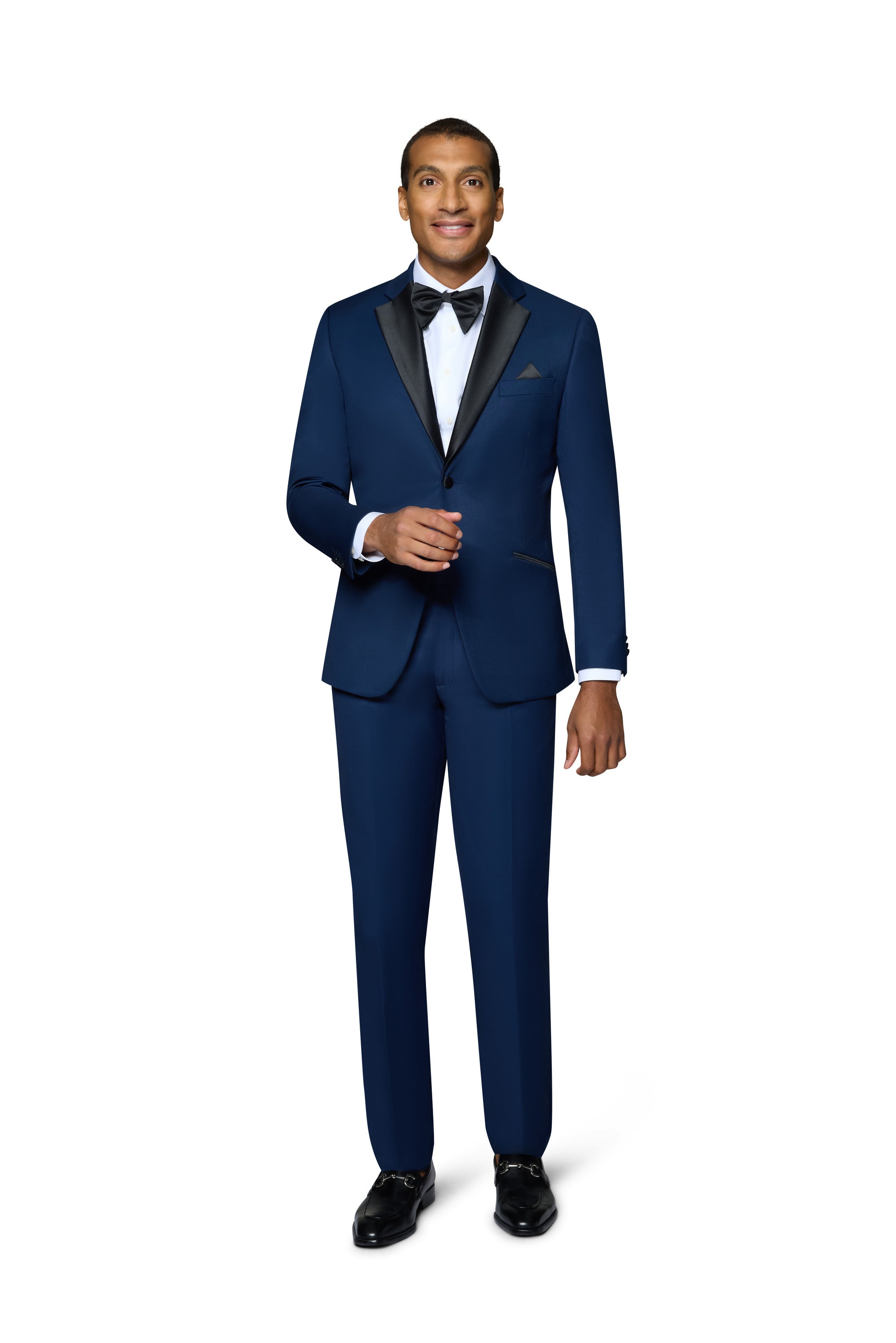 Bergamo Orange Solid New Blue Notch Tuxedo Slim Fit