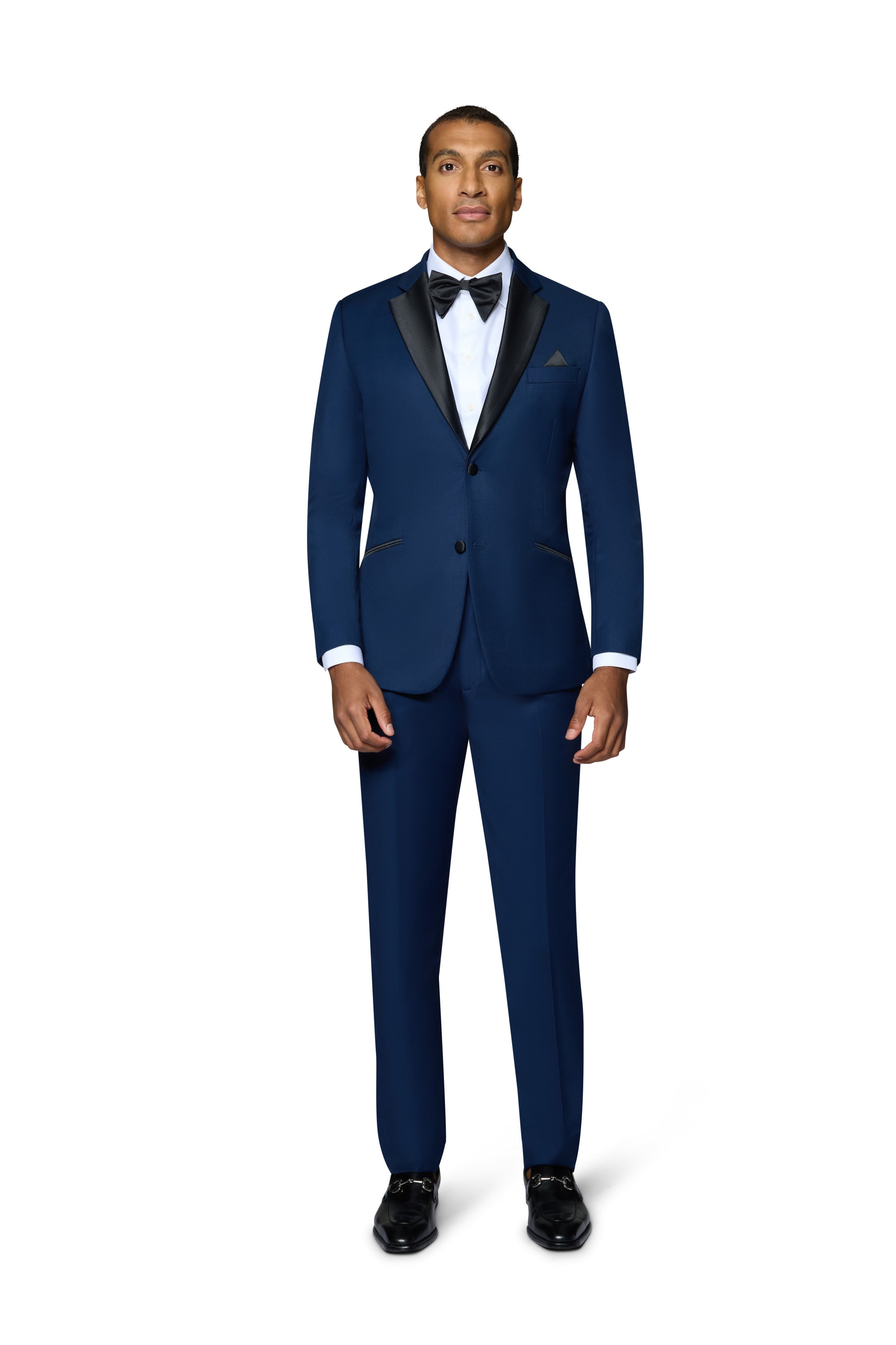 Bergamo Orange Solid New Blue Notch Tuxedo Slim Fit