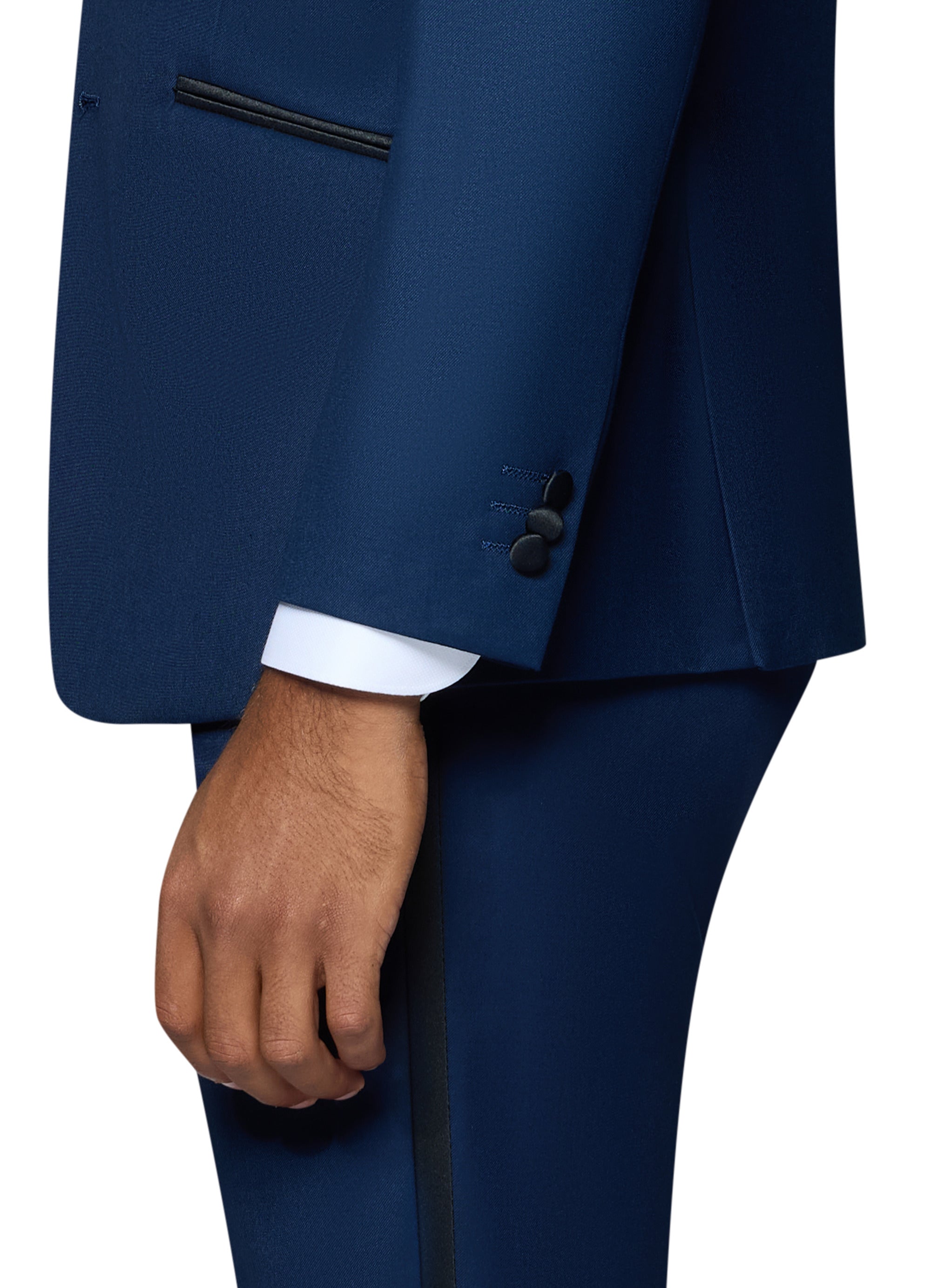 Bergamo Orange Solid New Blue Notch Tuxedo Slim Fit