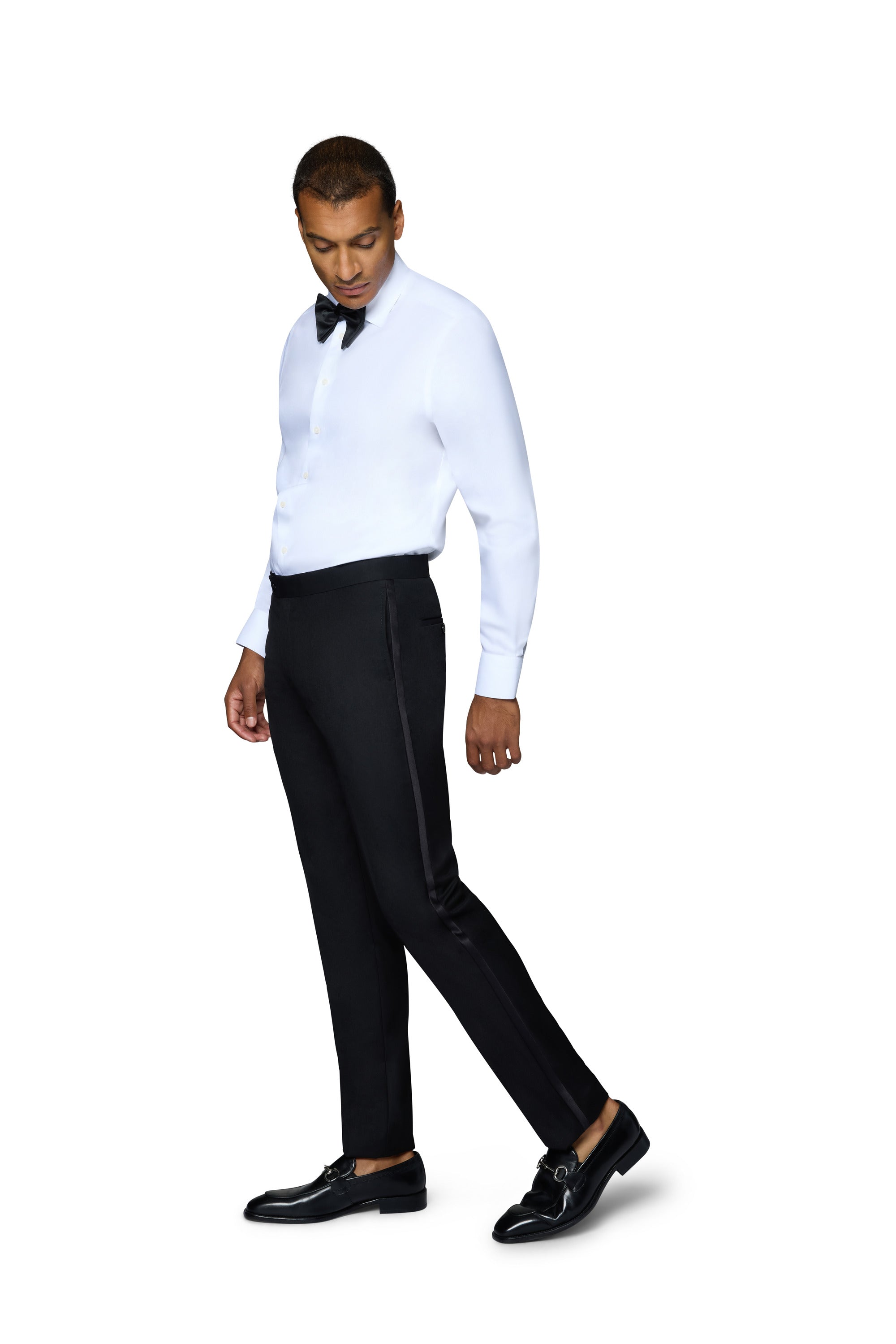 Bergamo Orange Solid Black Shawl Tuxedo Slim Fit