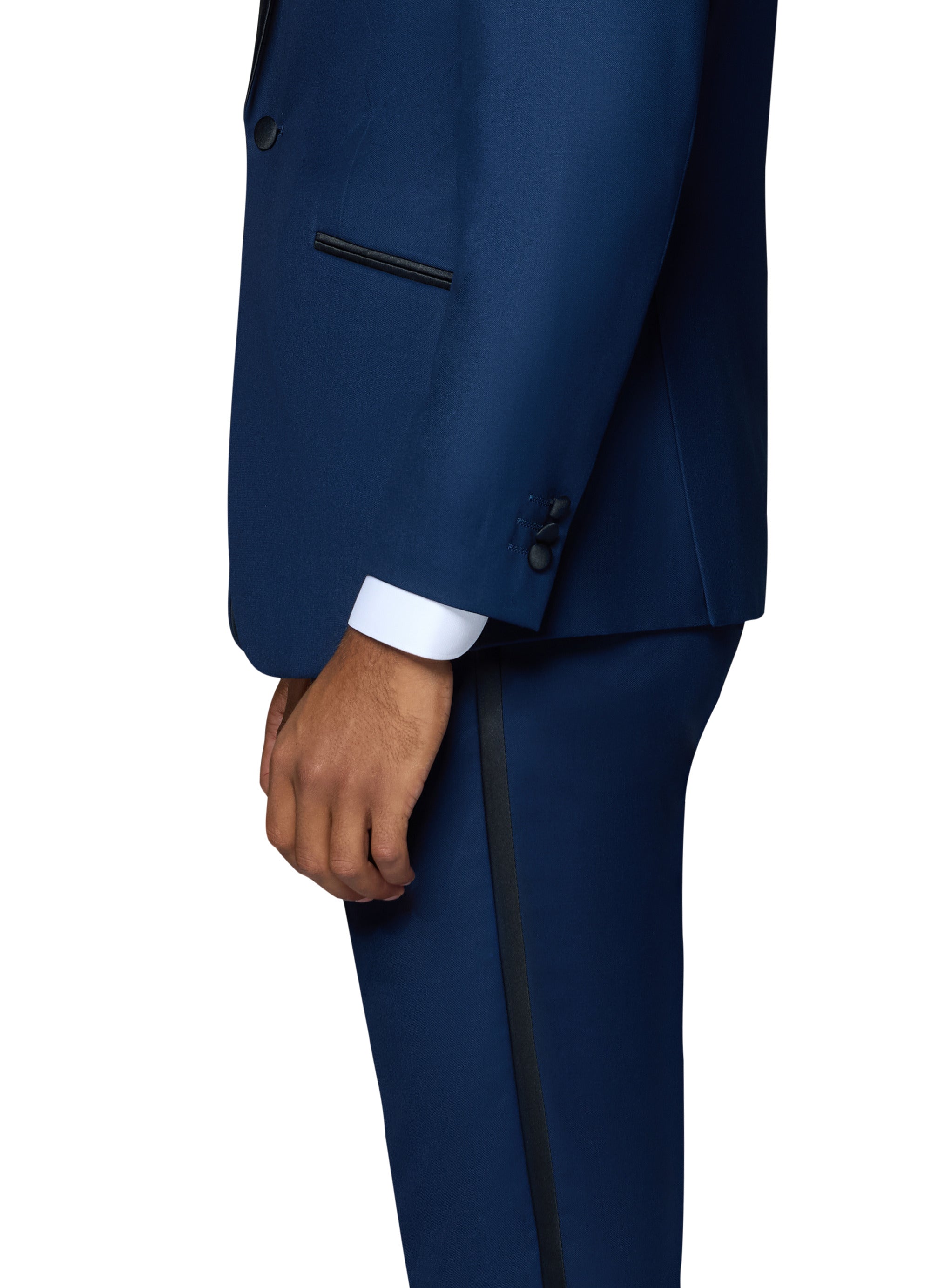 Bergamo Orange Solid New Blue Shawl Tuxedo Slim Fit