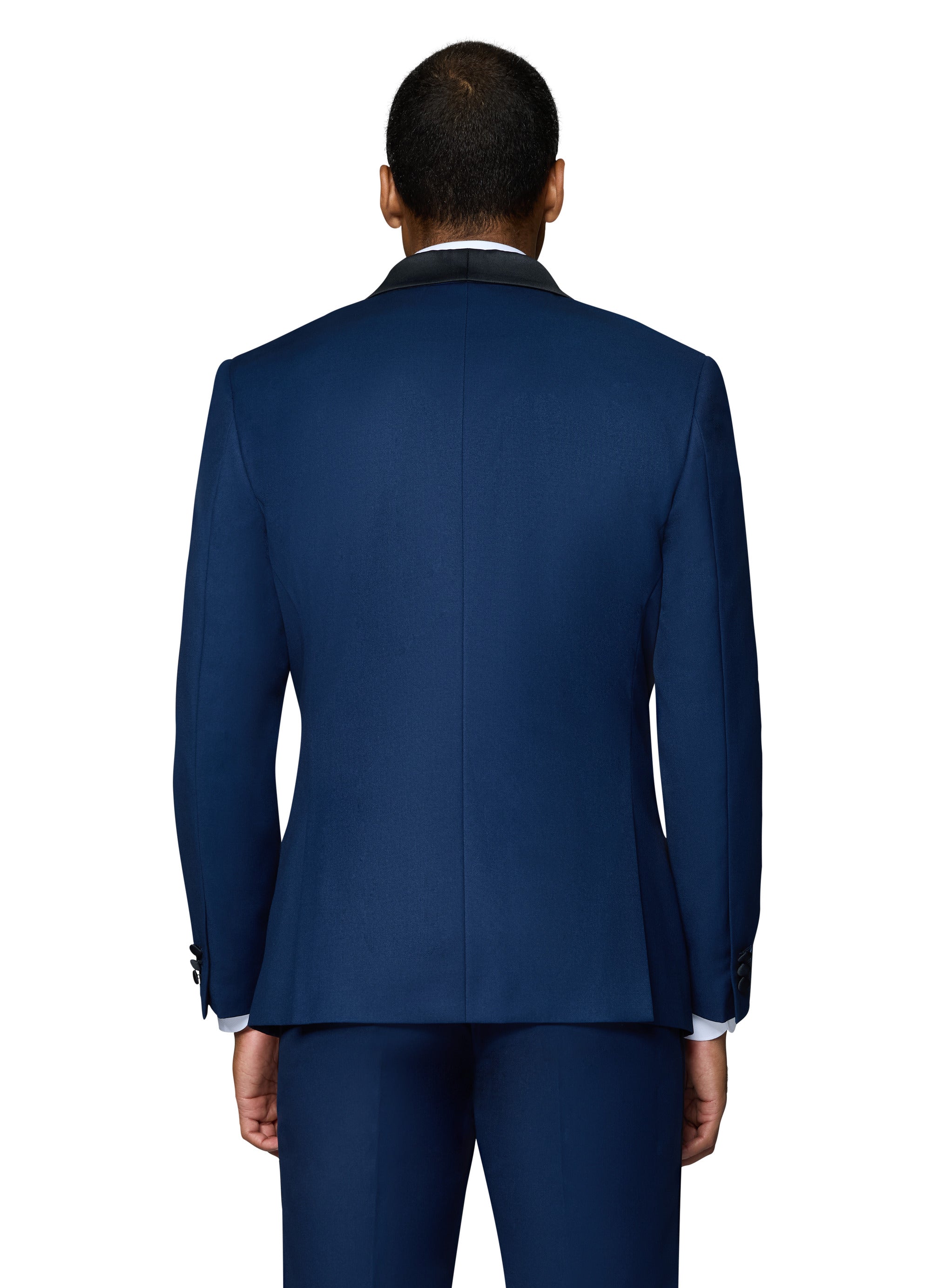 Bergamo Orange Solid New Blue Shawl Tuxedo Slim Fit
