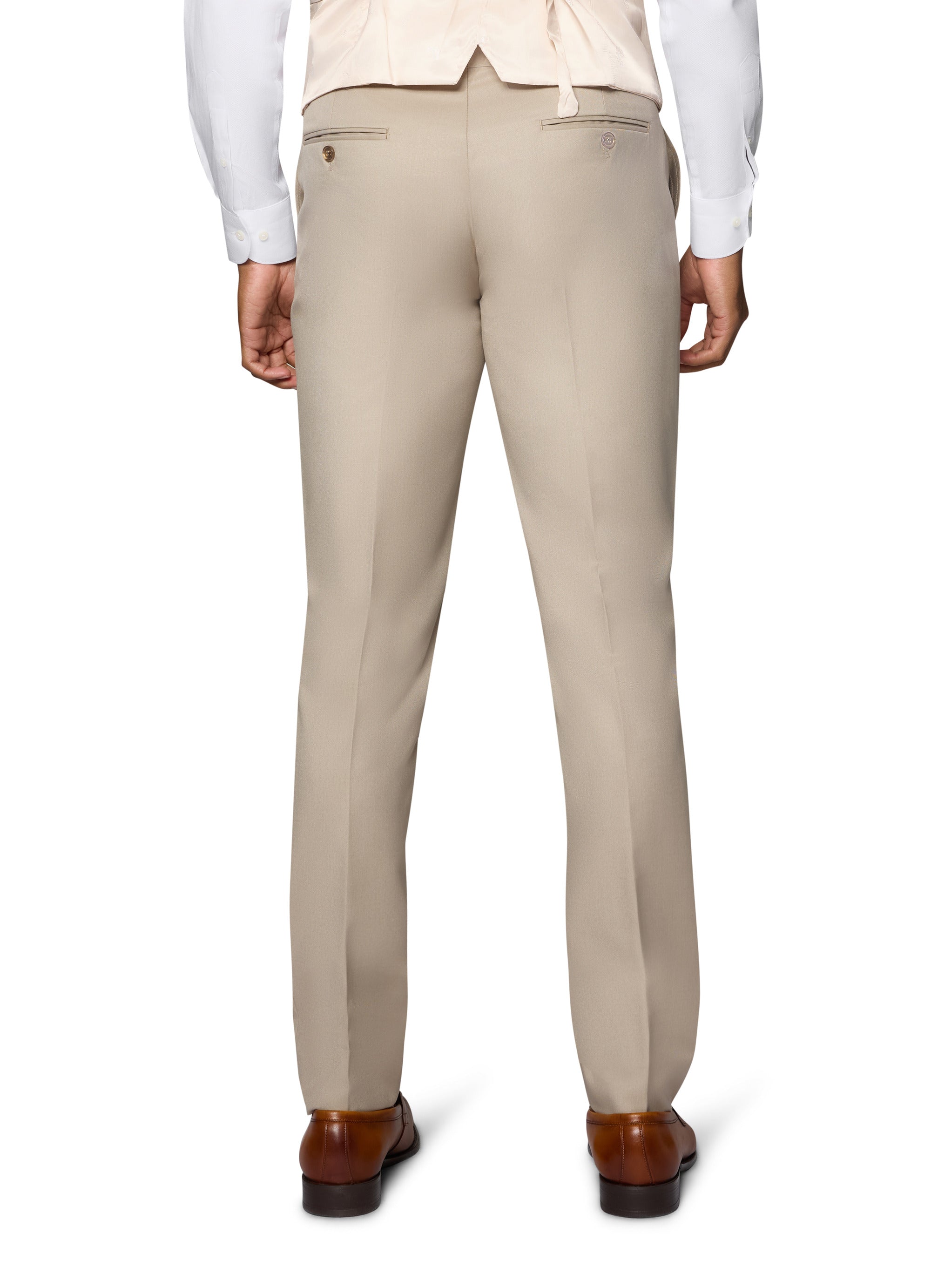 Bergamo Orange Vested Solid Tan Slim Fit