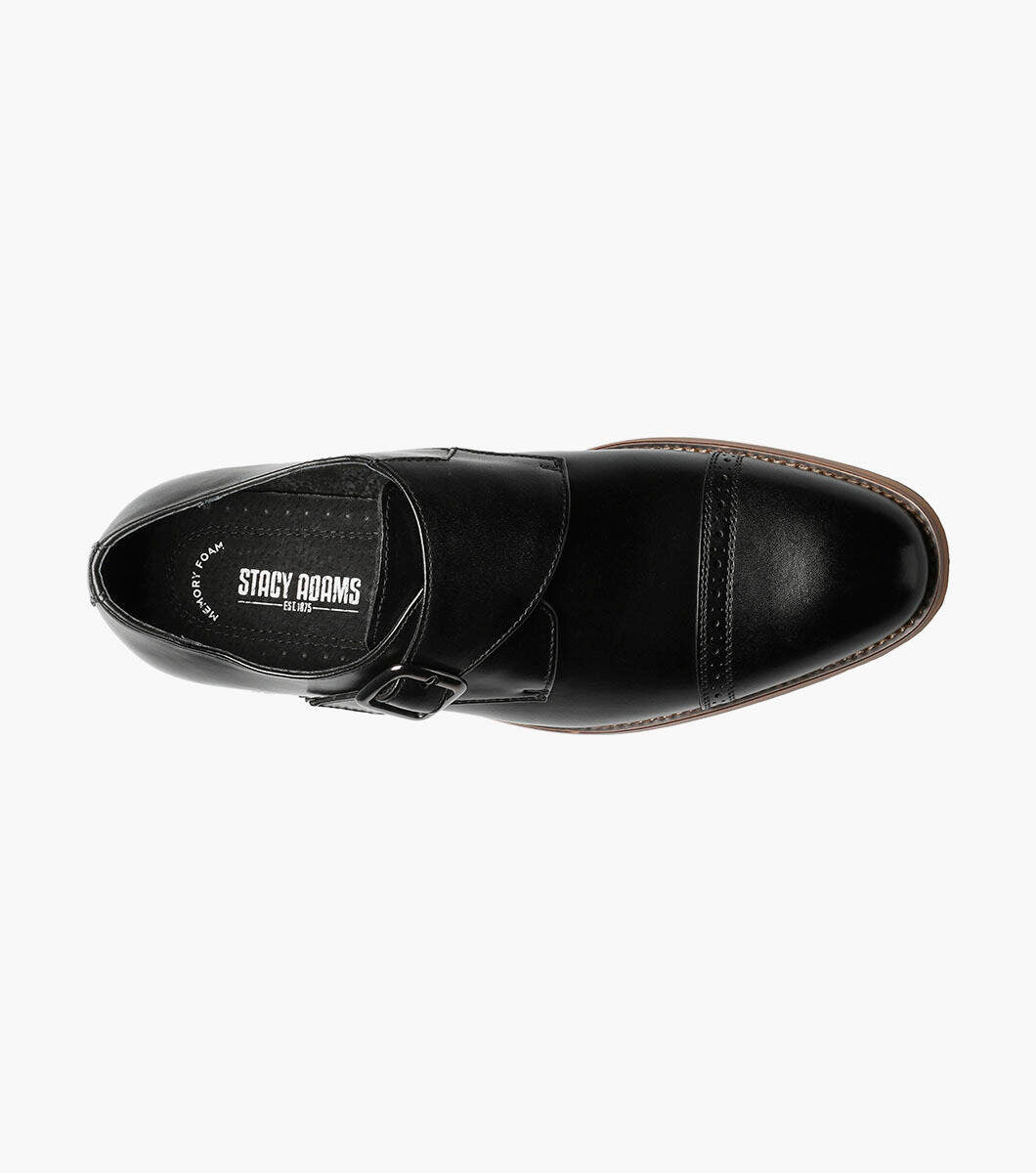 Stacy Adams DESMOND Cap Toe Monk Strap Shoes - Black