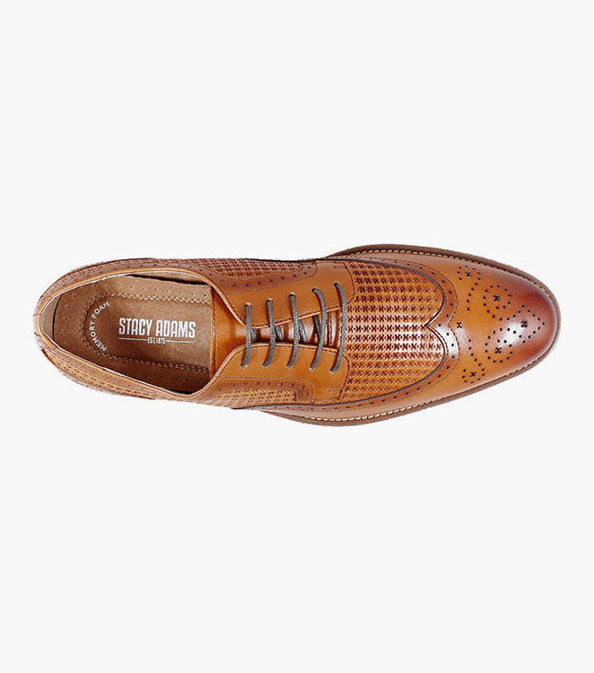 Stacy Adams Emile Leather Wingtip Oxfords Shoes - Tan