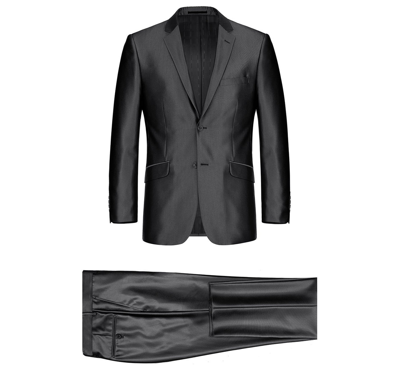 Renoir 207-1 Men's Sharkskin Italian Styled Two Piece Slim Fit Suit