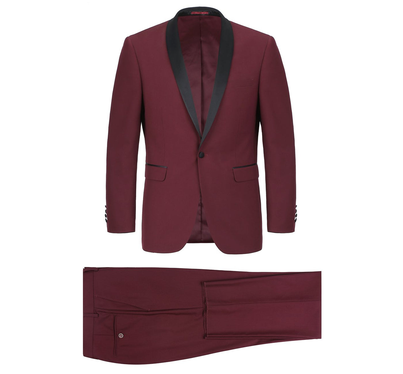 Renoir 201-8 Men's Slim Fit 2-Piece Shawl Lapel Slim Fit Tuxedo Suit