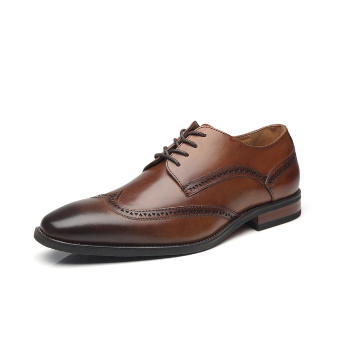 leather upper dress shoes Ace Marks Men's Griffin Cap Toe Oxford - Brown