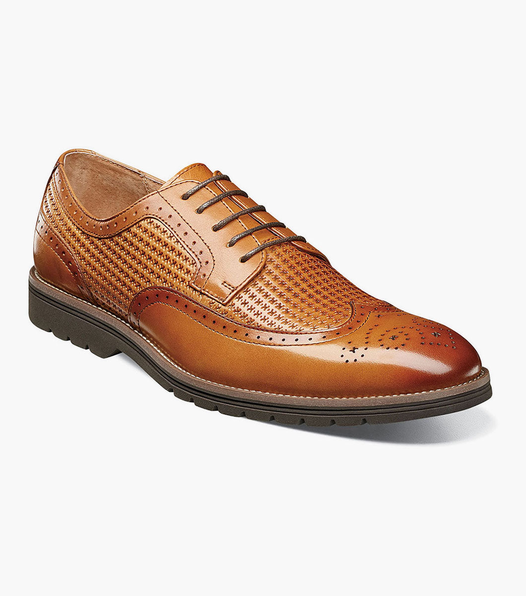Stacy Adams Emile Leather Wingtip Oxfords Shoes - Tan
