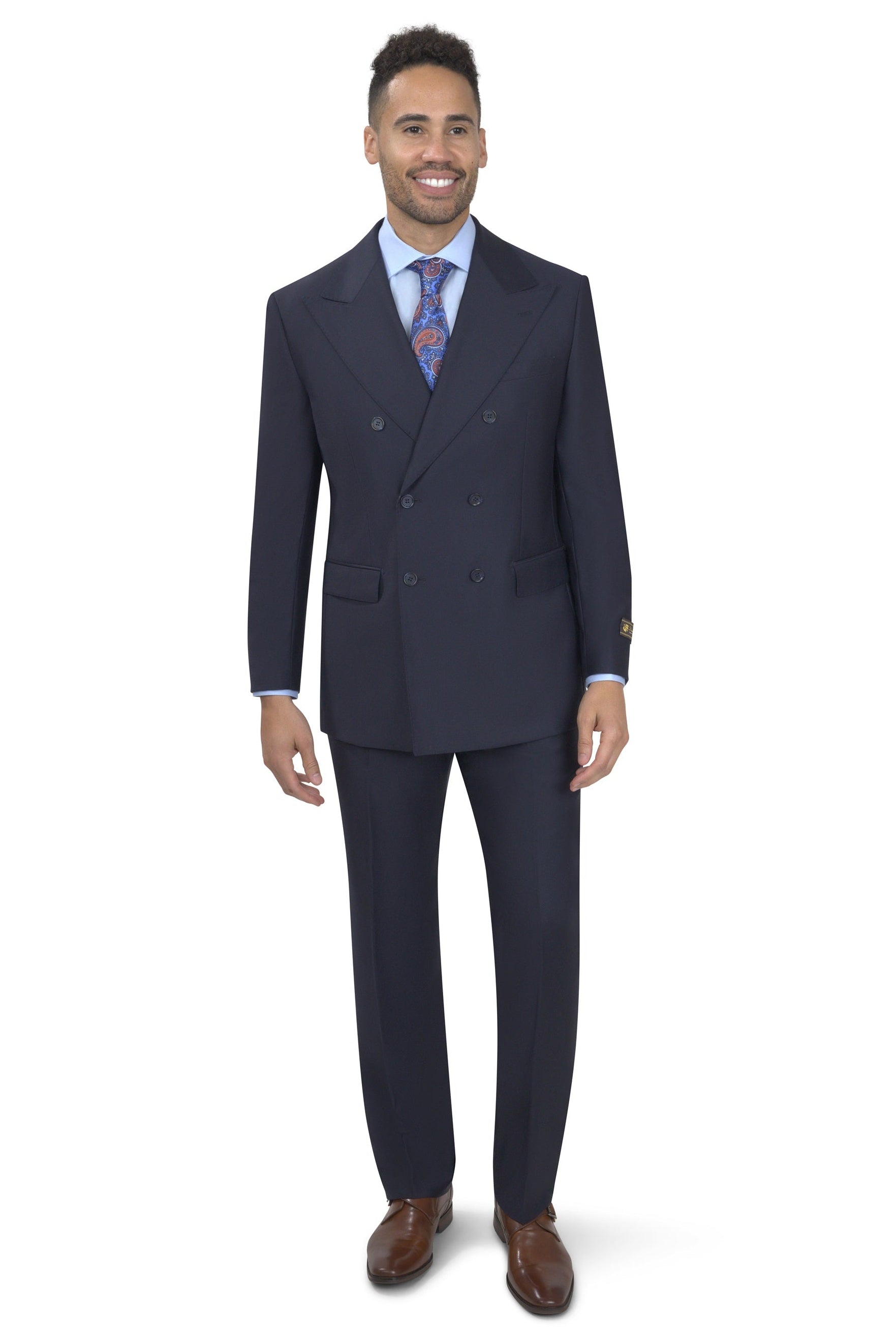 BERGAMO ELEGANT - Wool Double Breasted Navy Suit 10153.004