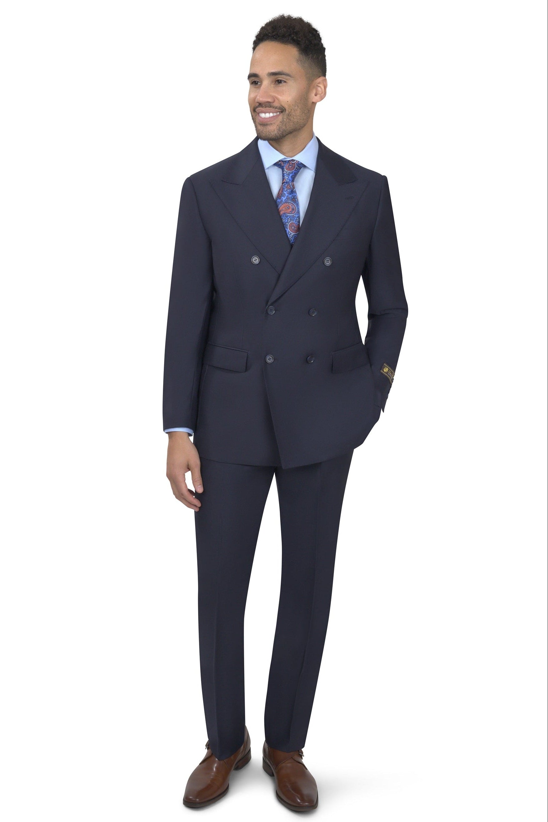 BERGAMO ELEGANT - Wool Double Breasted Navy Suit 10153.004