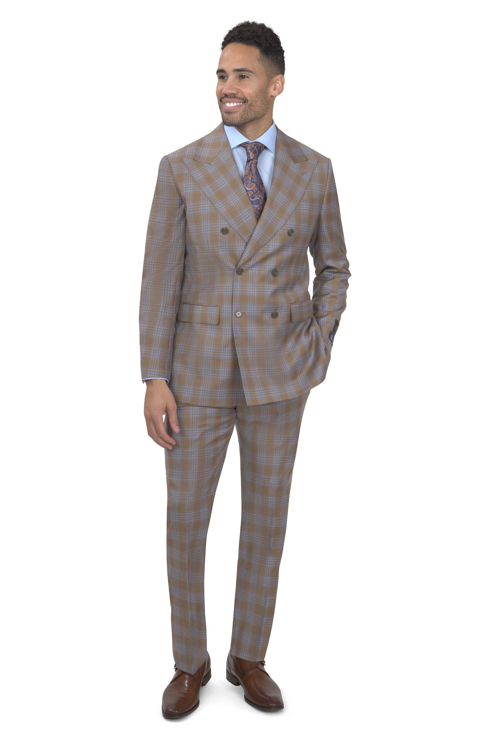 BERGAMO ELEGANT - Double Breasted Taupe Suit 10005.4266 DB PK