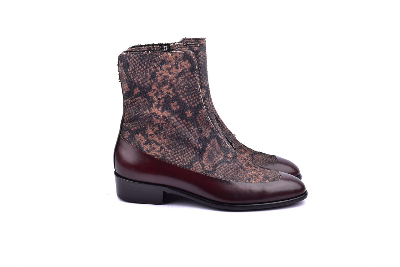 Corrente 3273HS Python Printed Calfskin Slip-On Boot - Brown