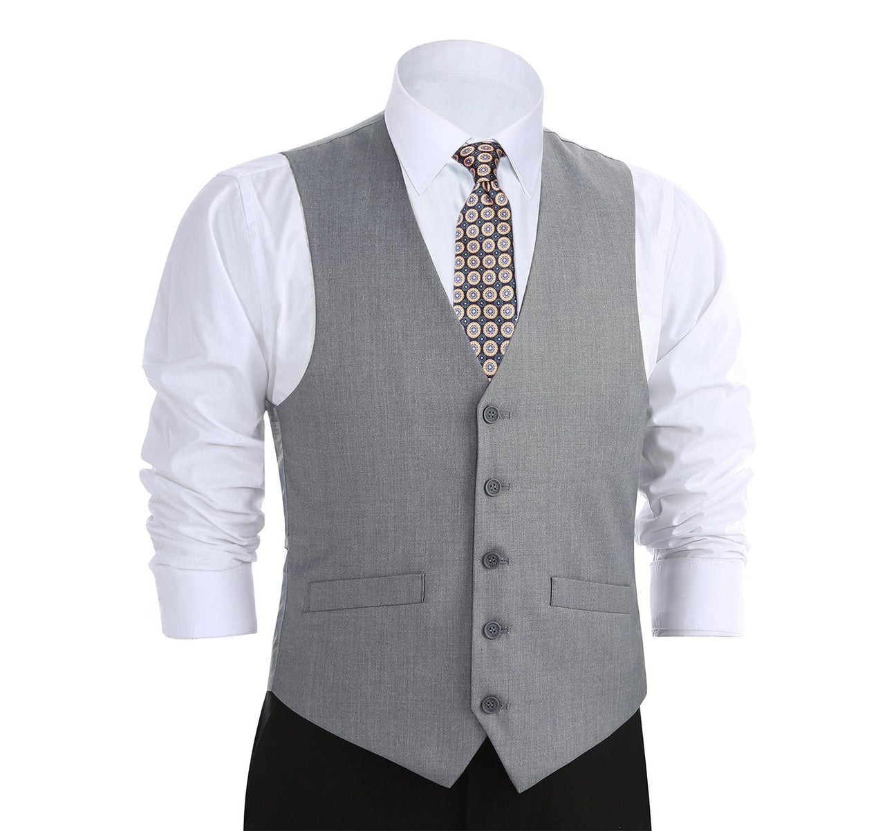 Renoir 202-2 Men's Classic Fit Suit Separate Vest - Grey