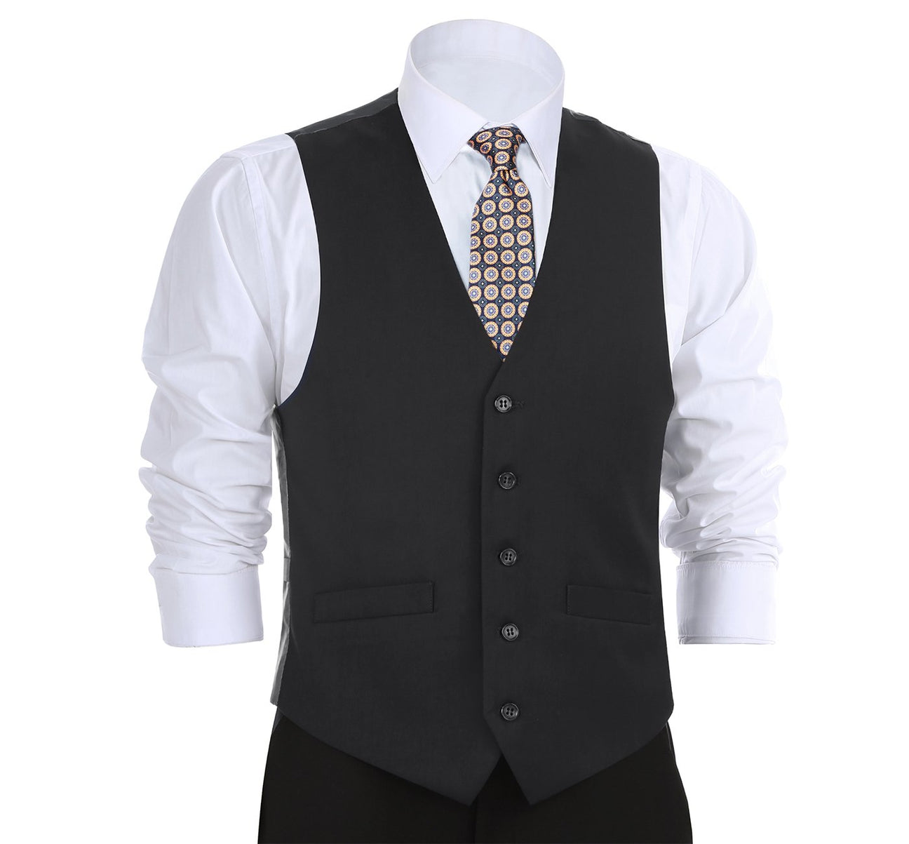 Renoir 201-1 Men's Classic Fit Suit Separate Vest - Black